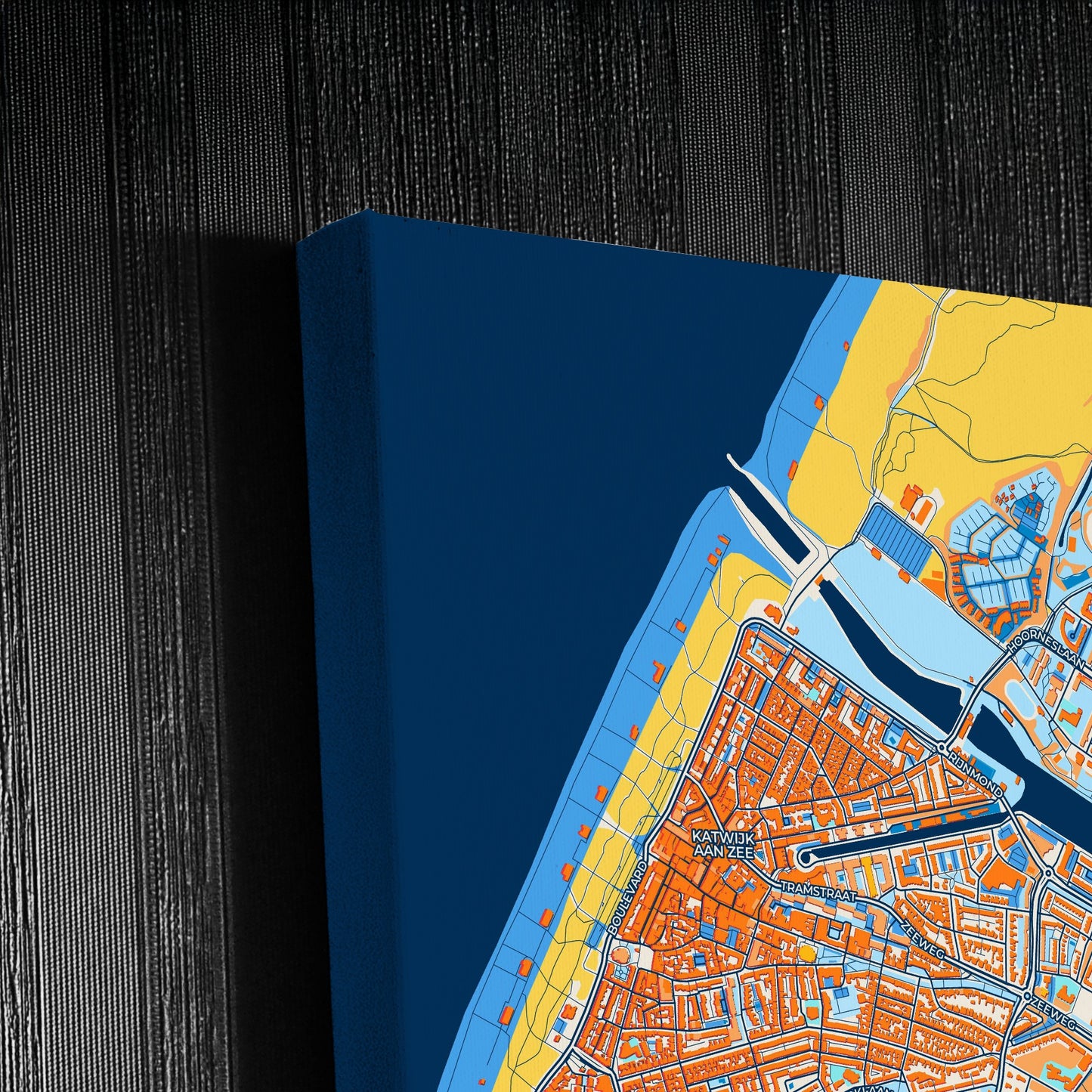 Katwijk Netherlands Colorful City Map Canvas Print Detail