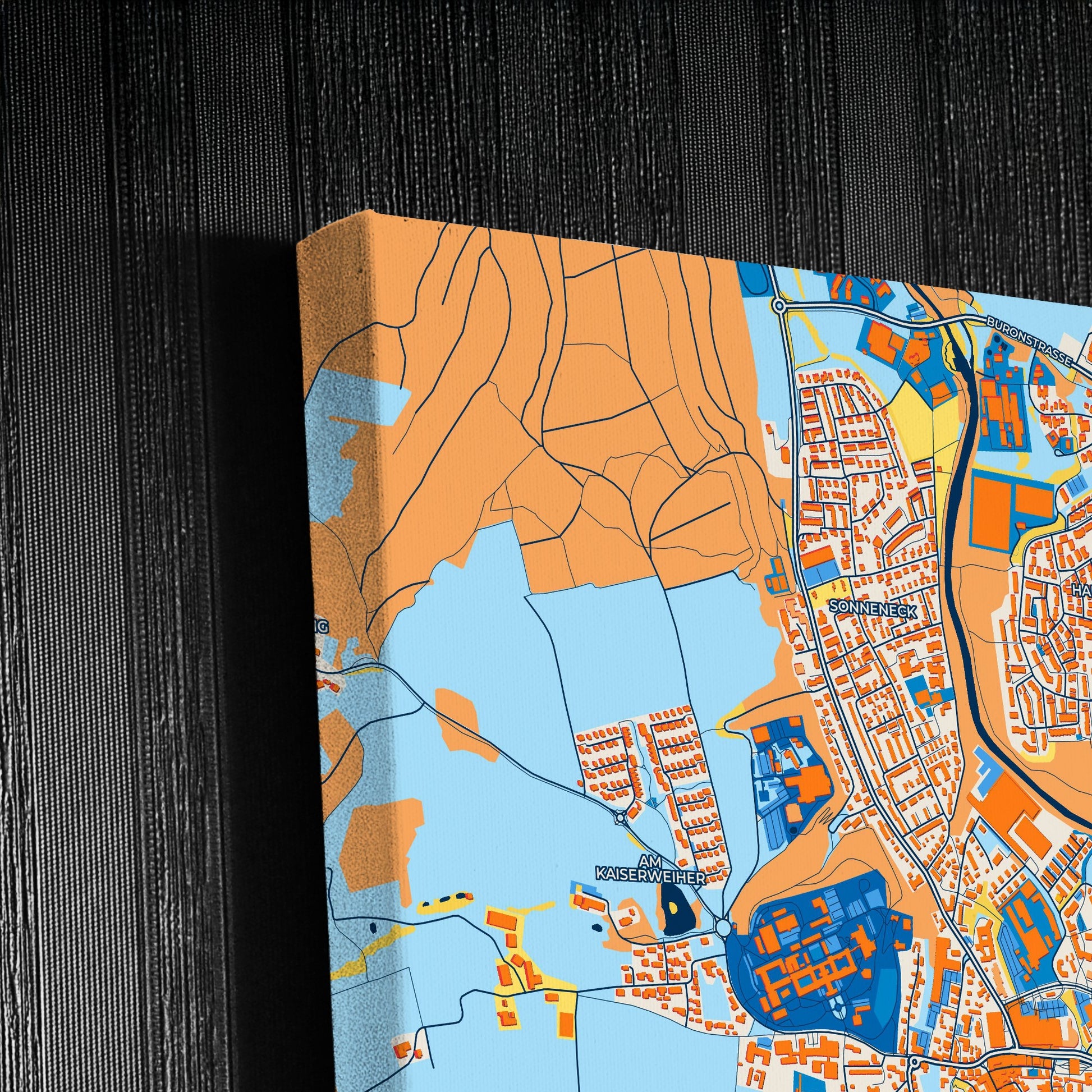 Kaufbeuren Germany Colorful City Map Canvas Print Detail
