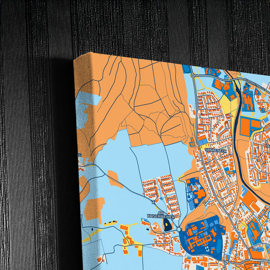 Kaufbeuren Germany Colorful City Map Canvas Print Detail