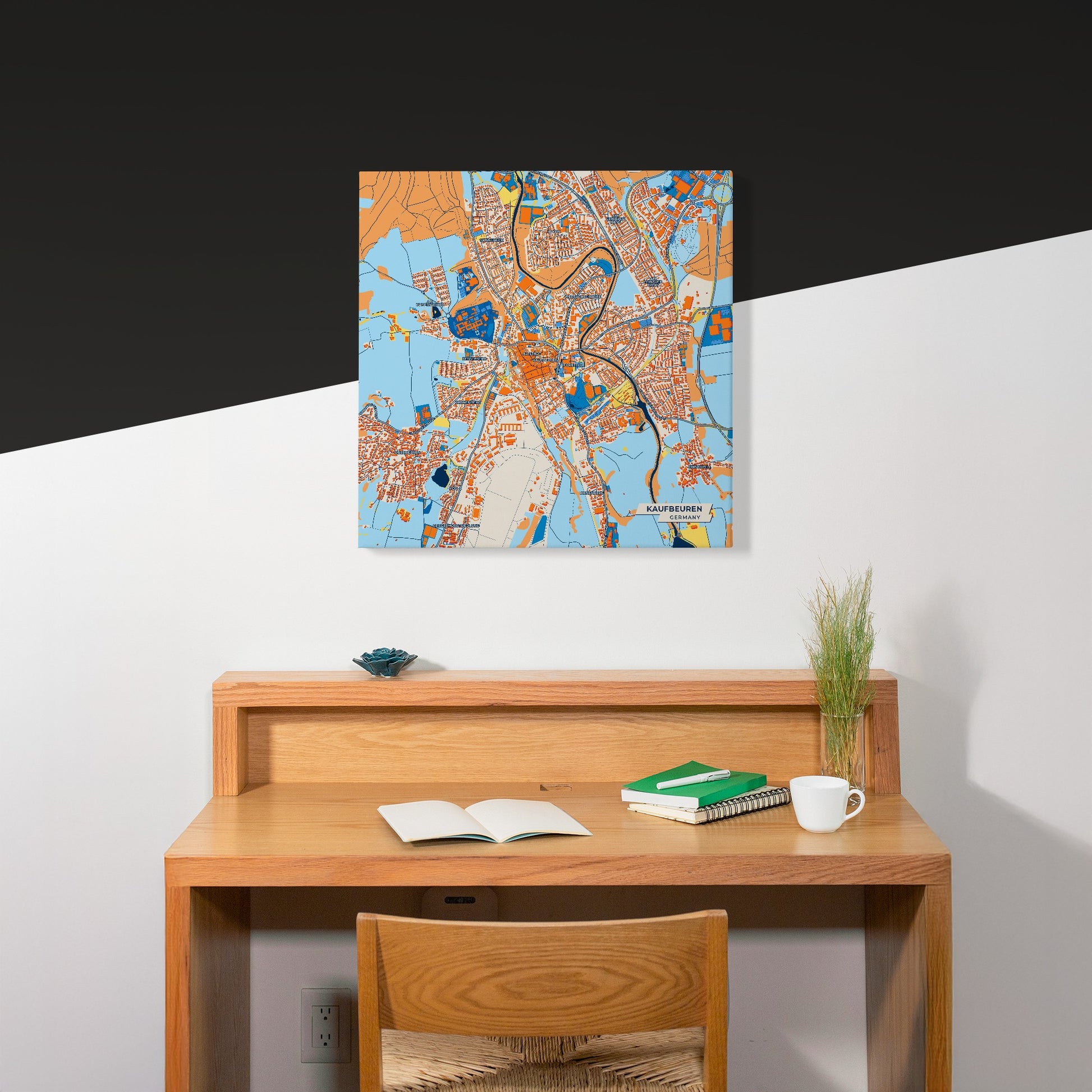 Kaufbeuren Germany Colorful City Map Canvas Print Scene