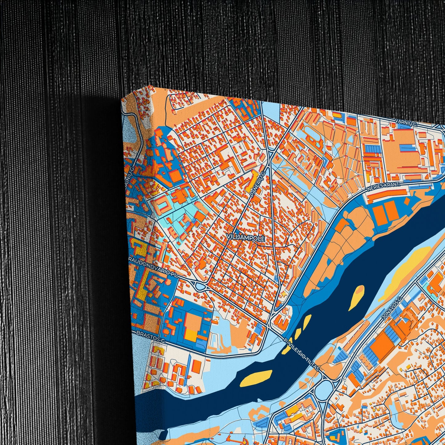 Kaunas Lithuania Colorful City Map Canvas Print Detail
