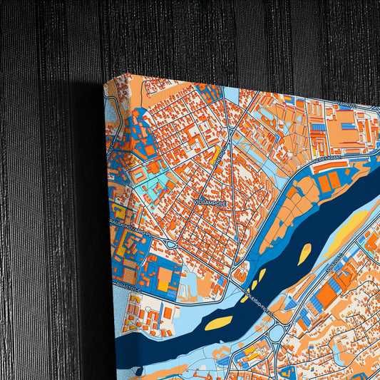 Kaunas Lithuania Colorful City Map Canvas Print Detail