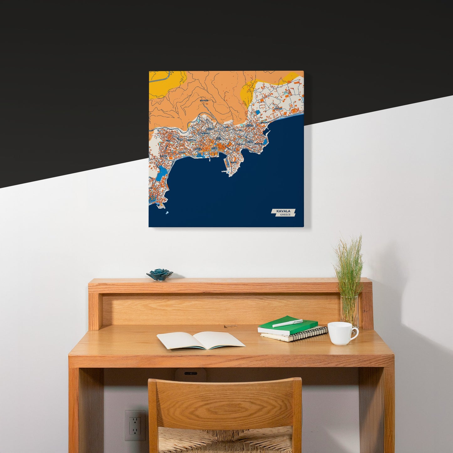 Καβαλα Greece Colorful City Map Canvas Print Scene