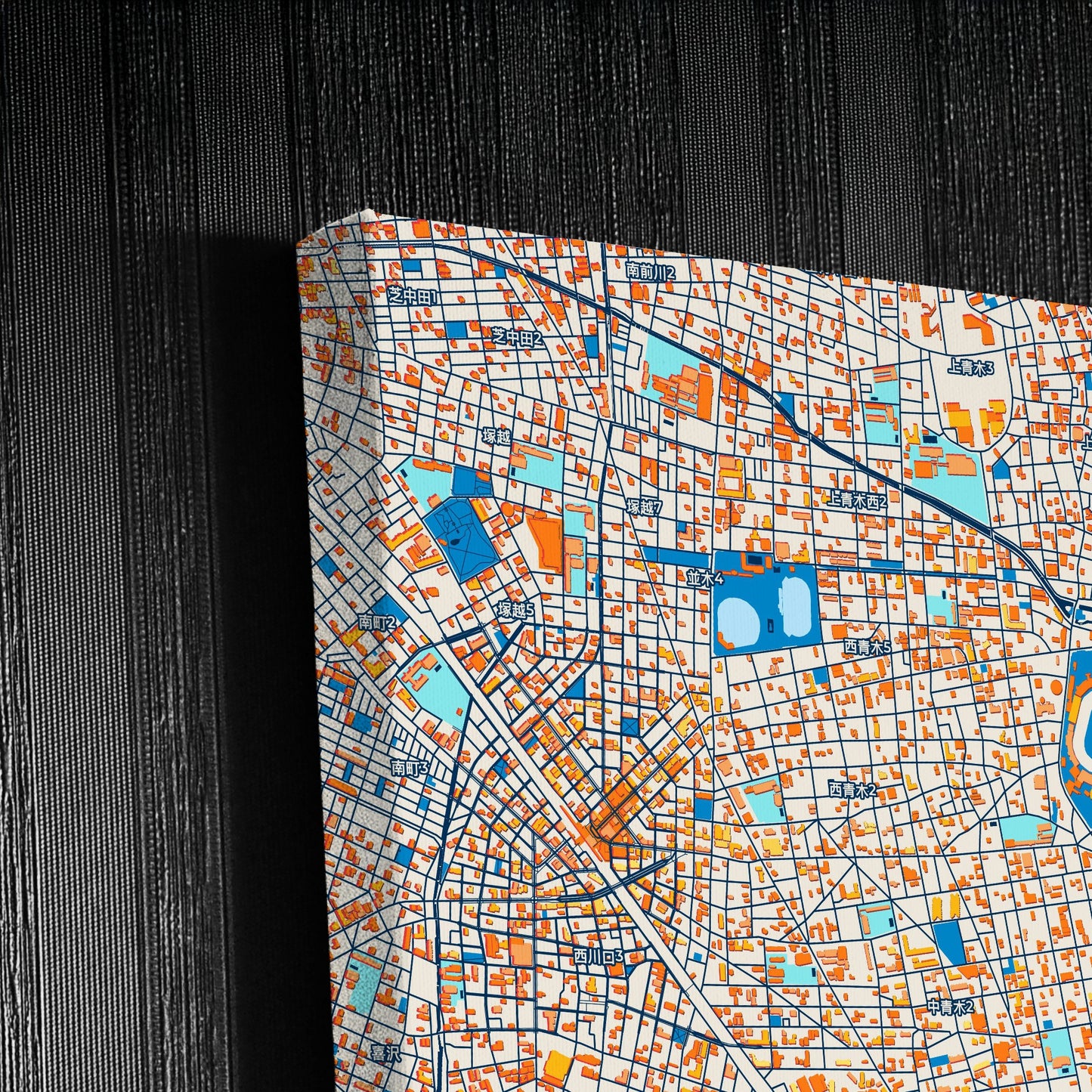 Kawaguchi Japan Colorful City Map Canvas Print Detail