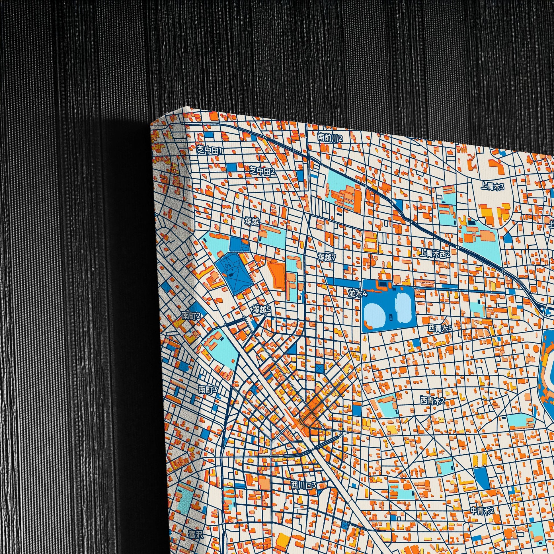 Kawaguchi Japan Colorful City Map Canvas Print Detail