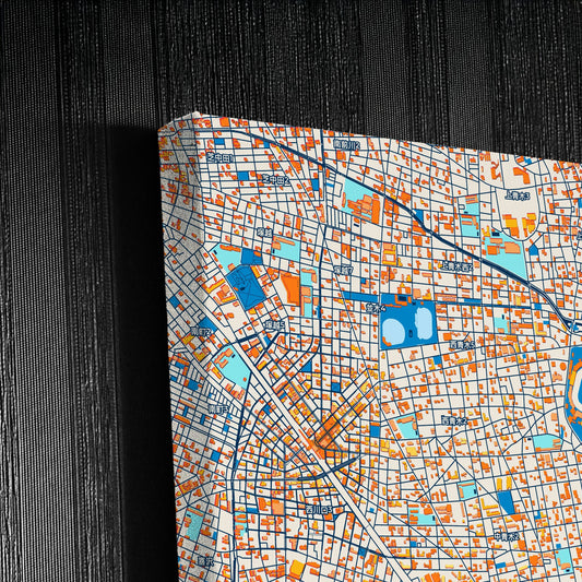 Kawaguchi Japan Colorful City Map Canvas Print Detail