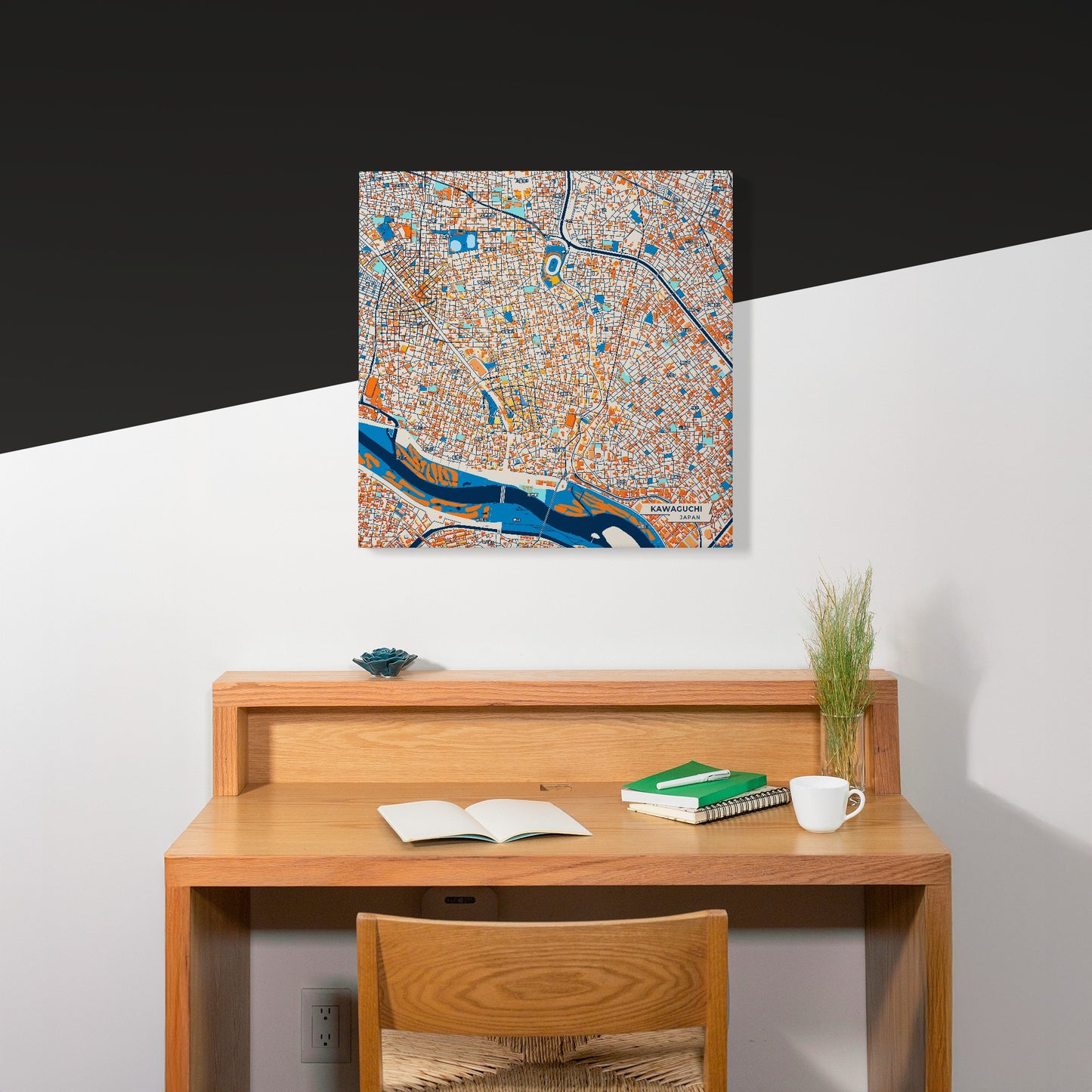 Kawaguchi Japan Colorful City Map Canvas Print Scene