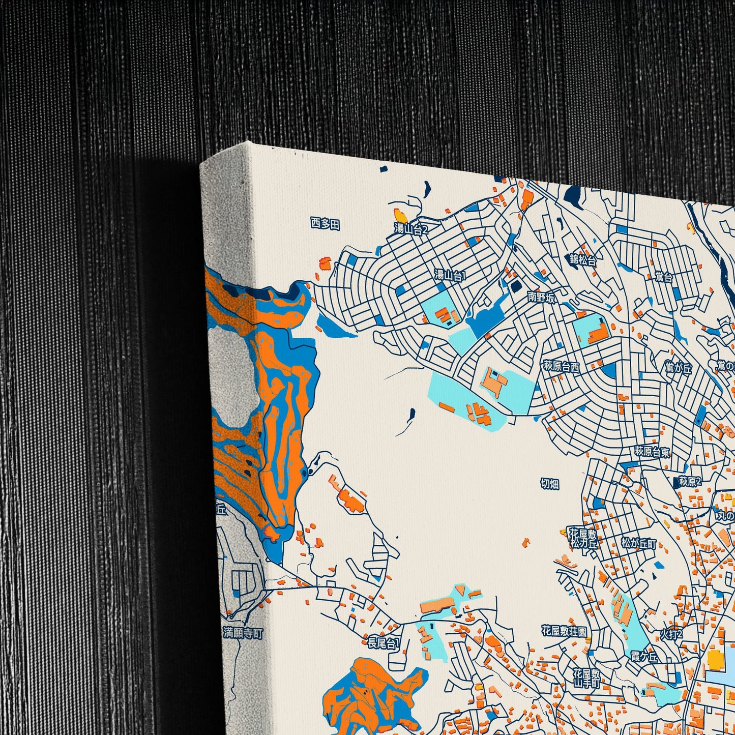 Kawanishi Japan Colorful City Map Canvas Print Detail
