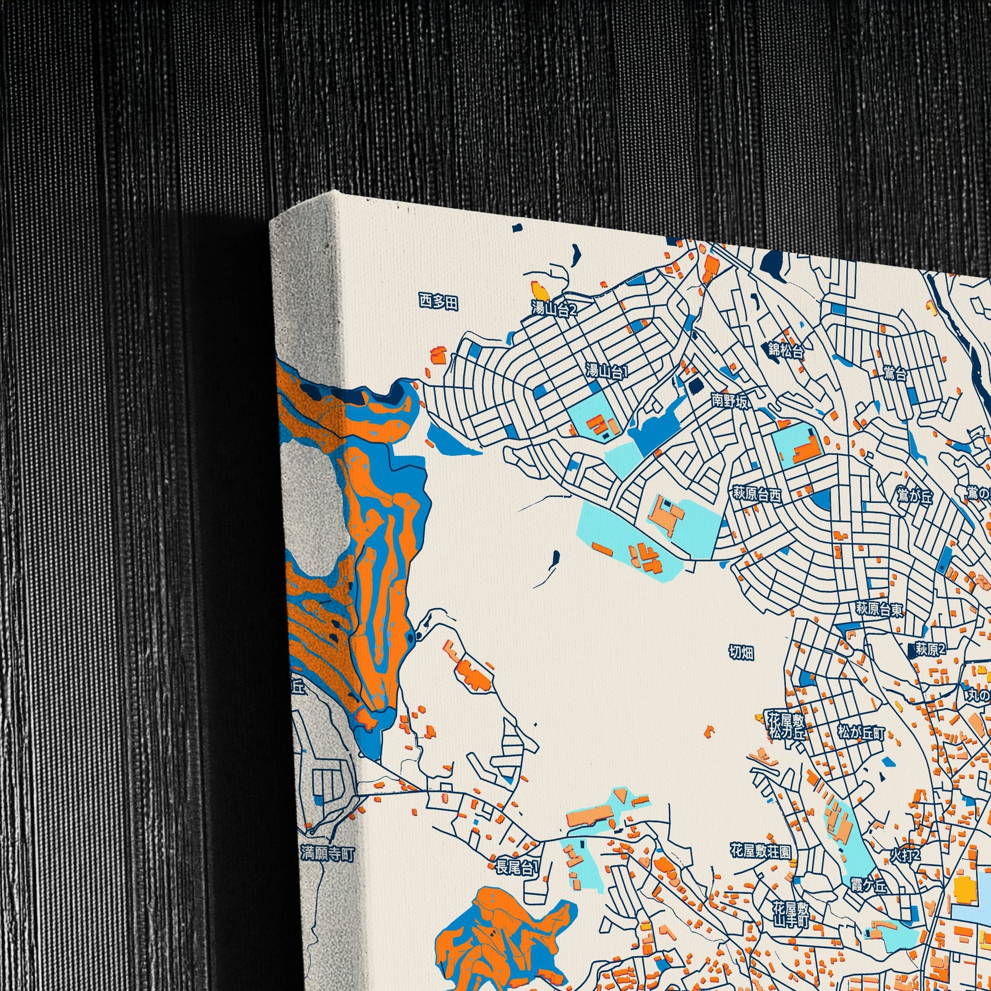 Kawanishi Japan Colorful City Map Canvas Print Detail