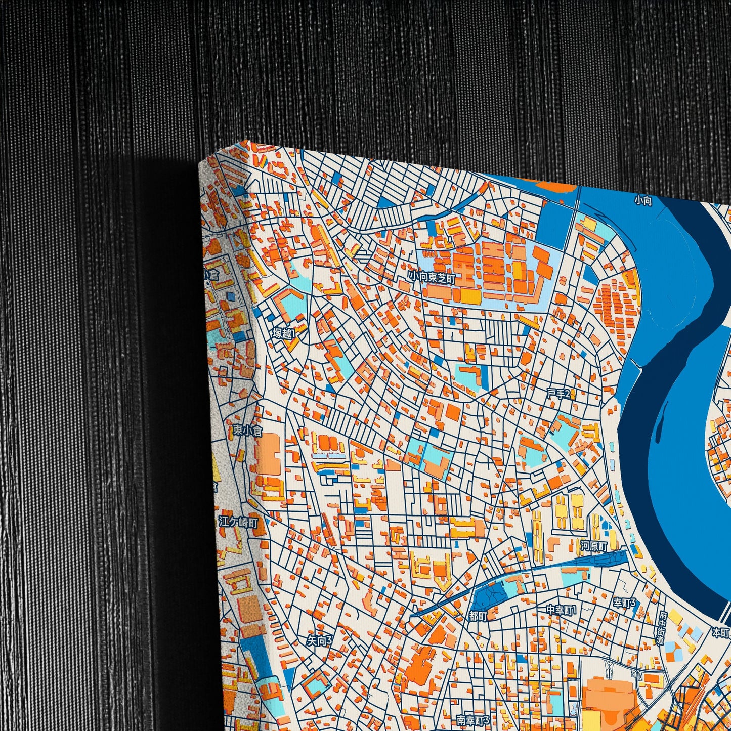 Kawasaki Japan Colorful City Map Canvas Print Detail
