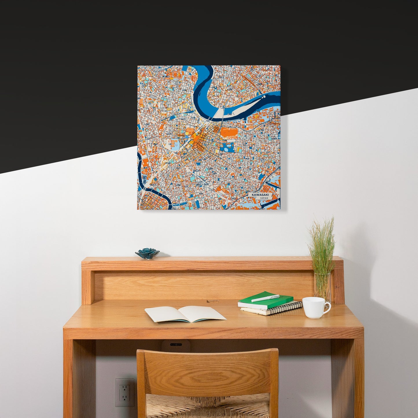 Kawasaki Japan Colorful City Map Canvas Print Scene