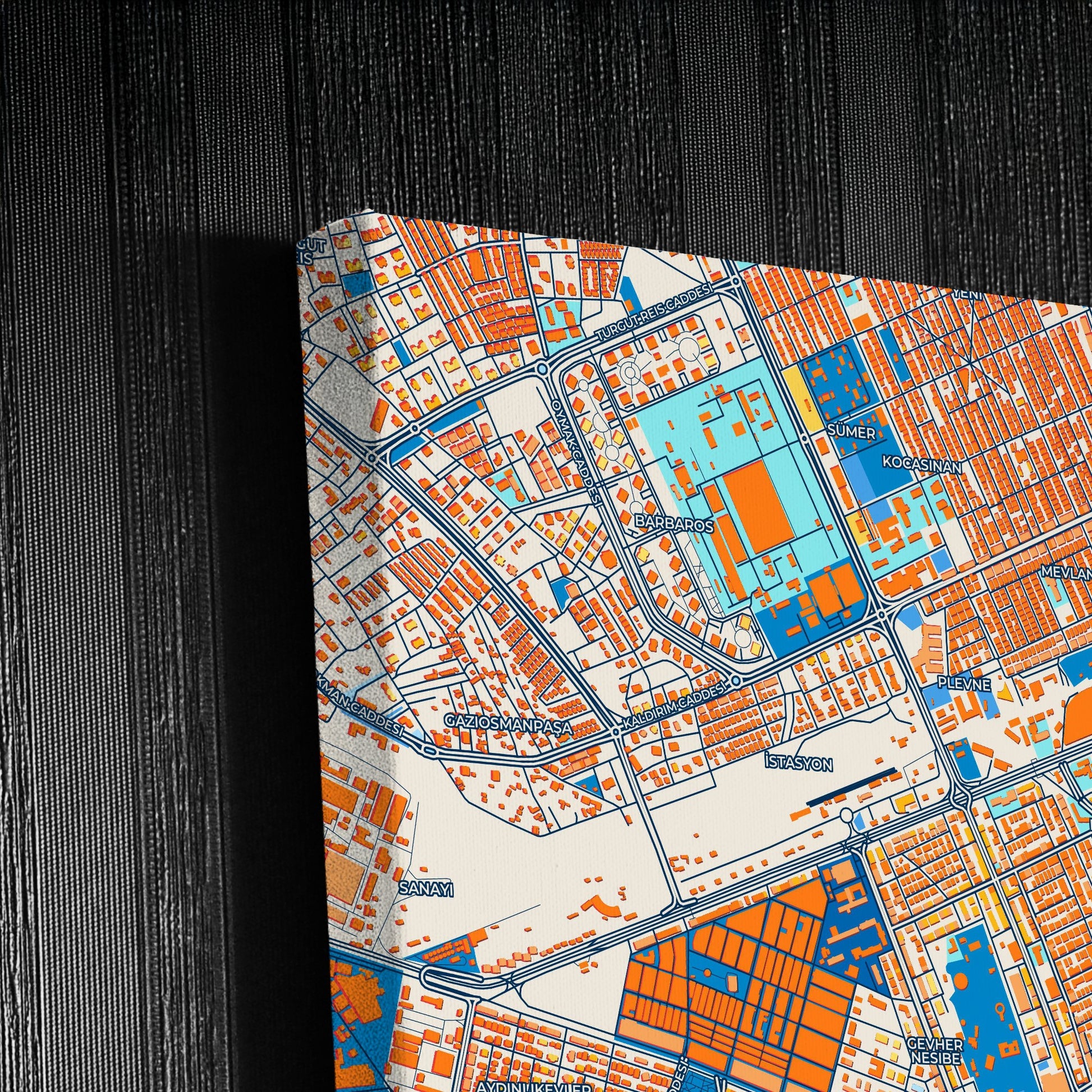 Kayseri̇ Turkey Colorful City Map Canvas Print Detail