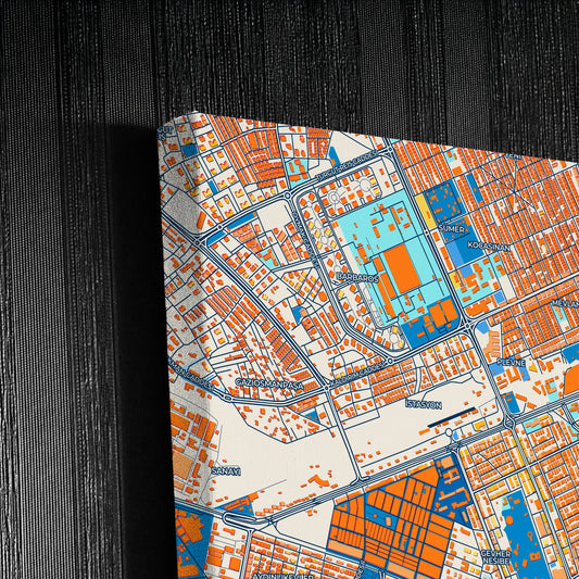 Kayseri̇ Turkey Colorful City Map Canvas Print Detail