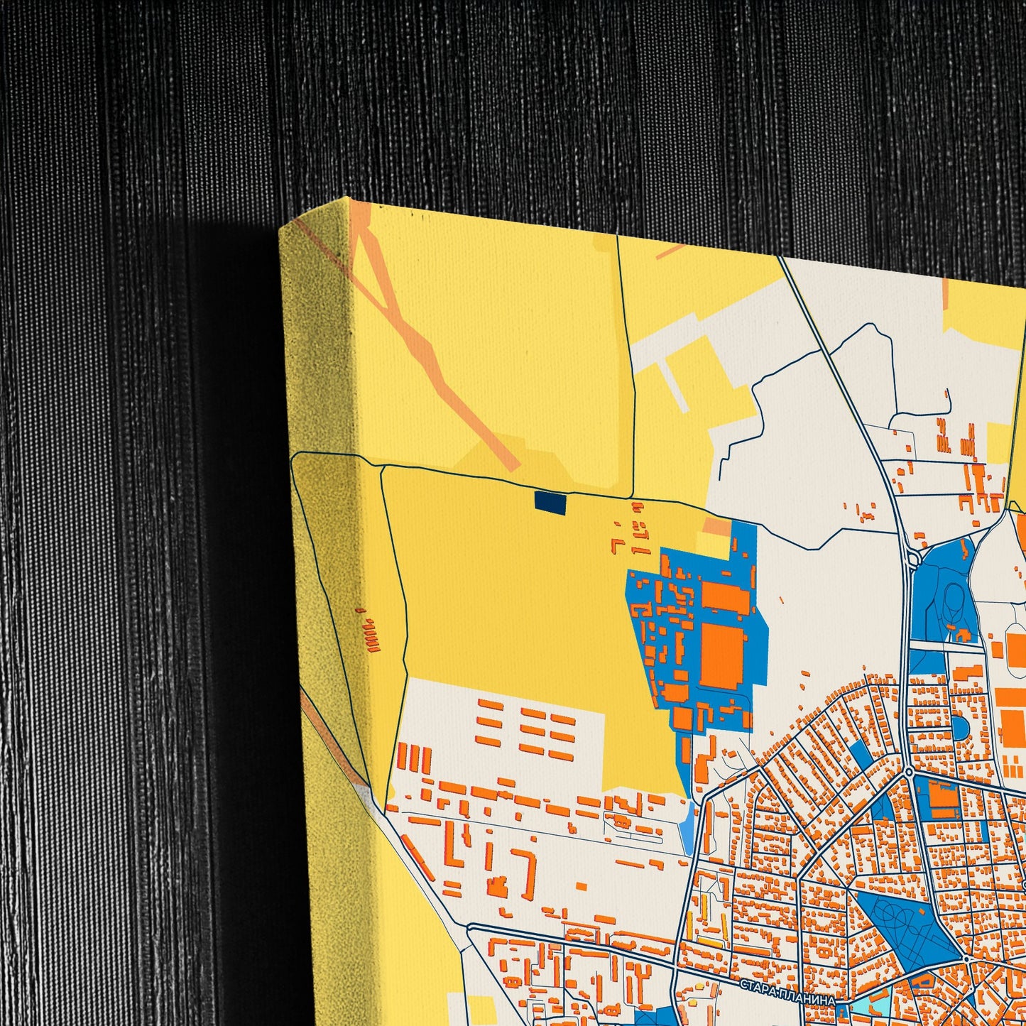 Казанлък Bulgaria Colorful City Map Canvas Print Detail