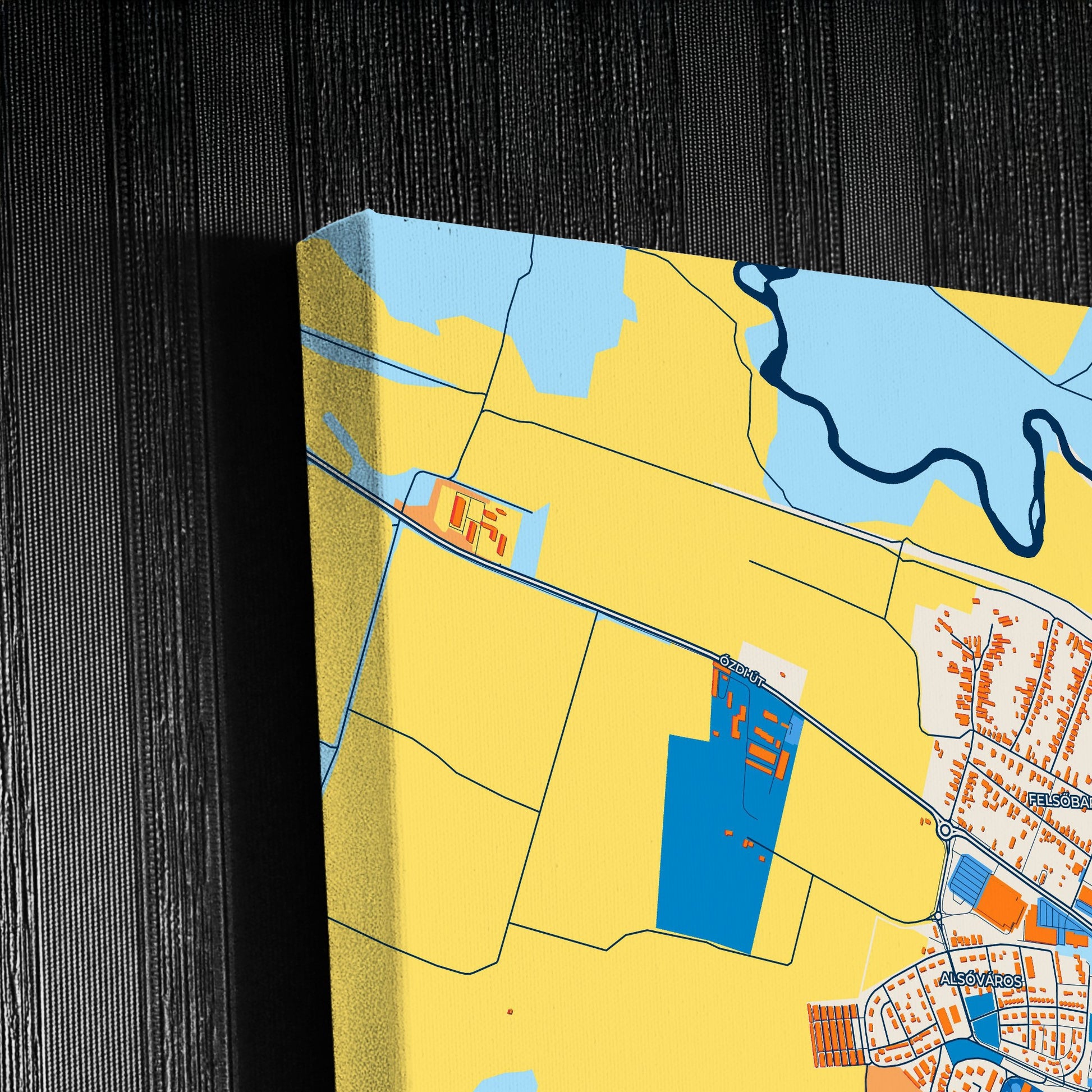 Kazincbarcika Hungary Colorful City Map Canvas Print Detail