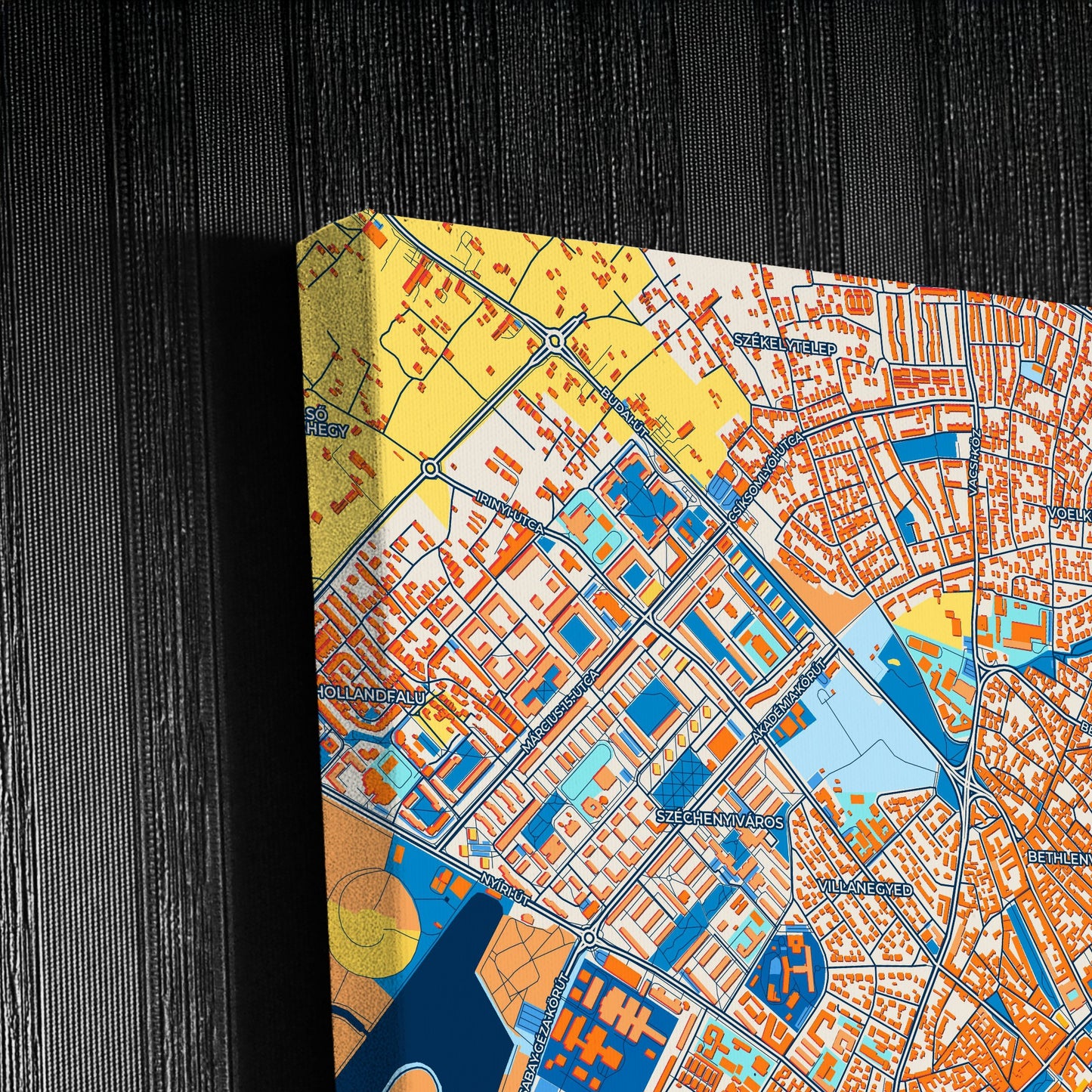 Kecskemét Hungary Colorful City Map Canvas Print Detail