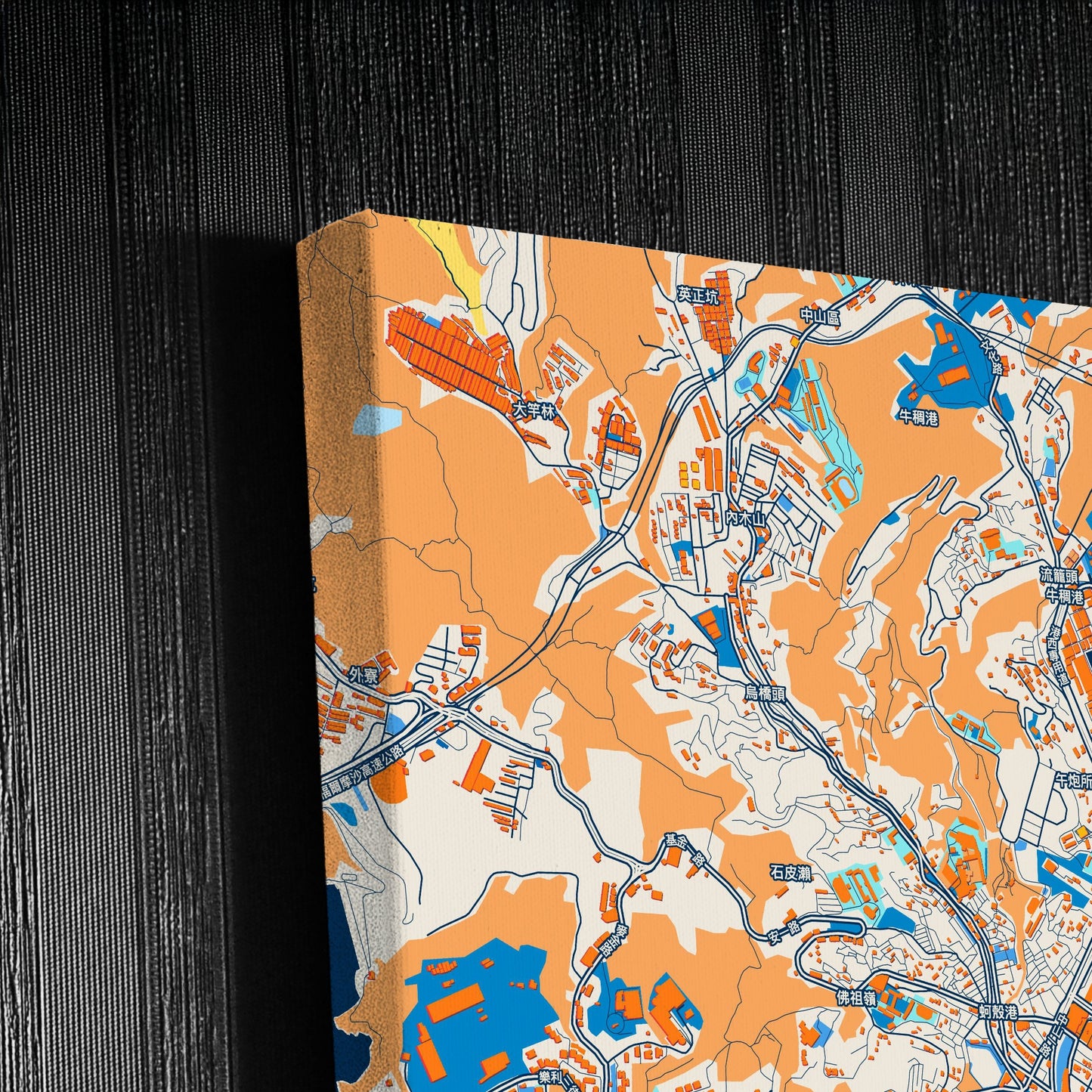 Keelung Taiwan Colorful City Map Canvas Print Detail