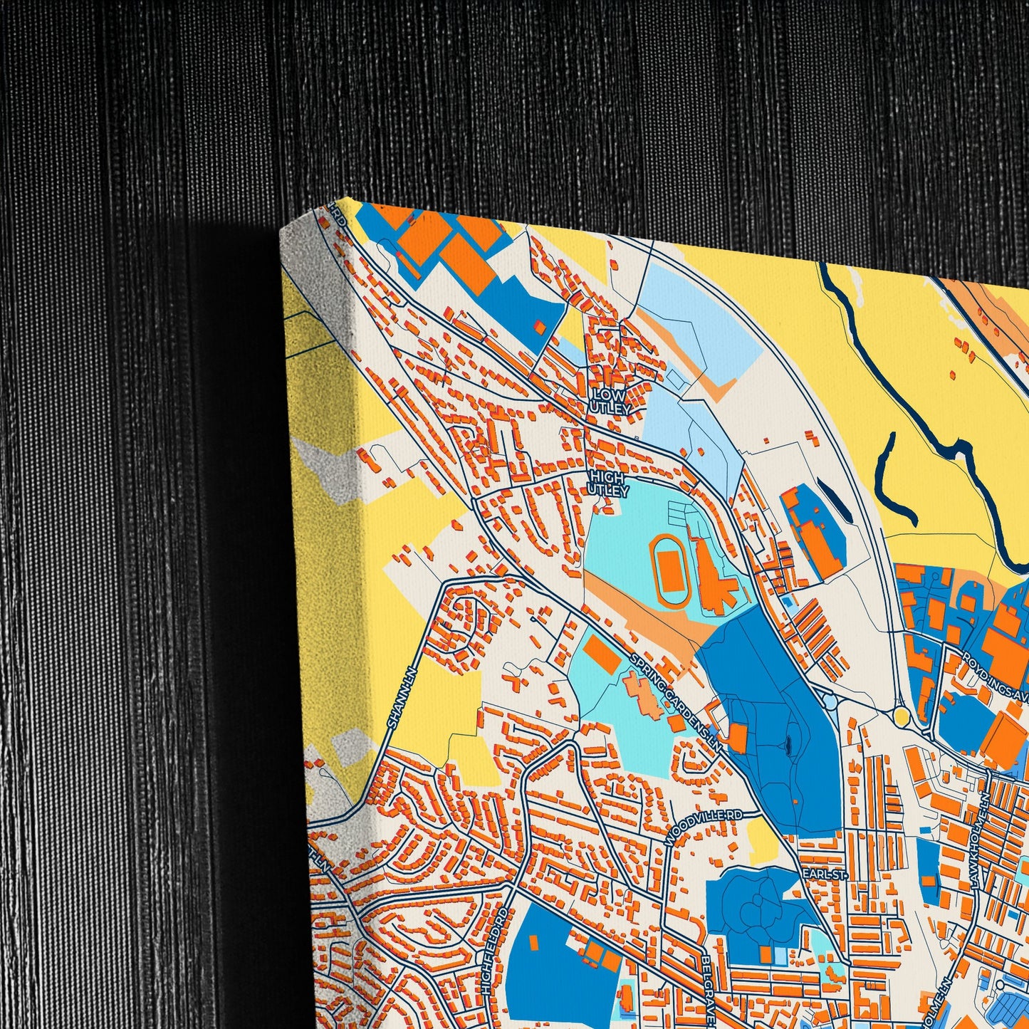 Keighley England Colorful City Map Canvas Print Detail