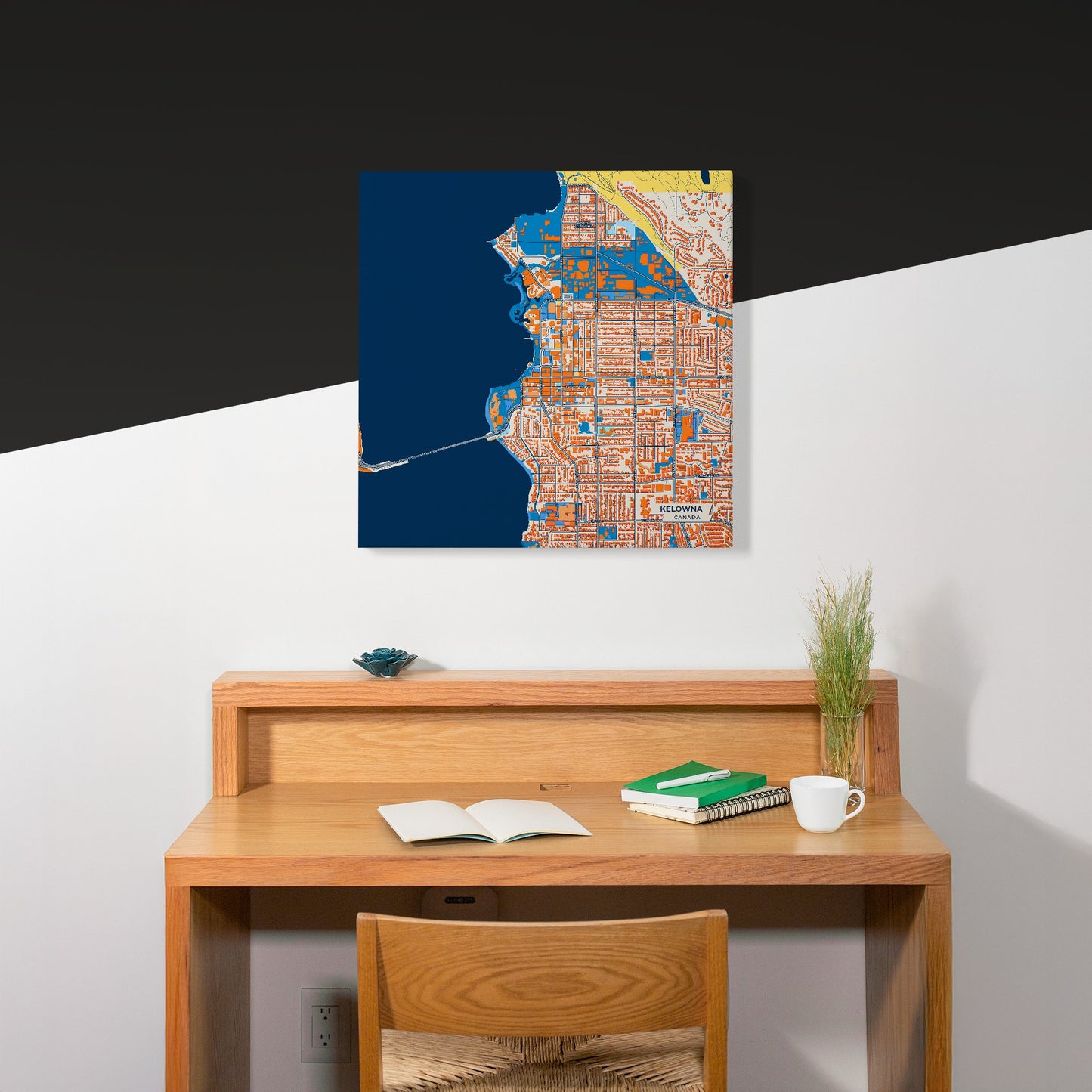 Kelowna Canada Colorful City Map Canvas Print Scene