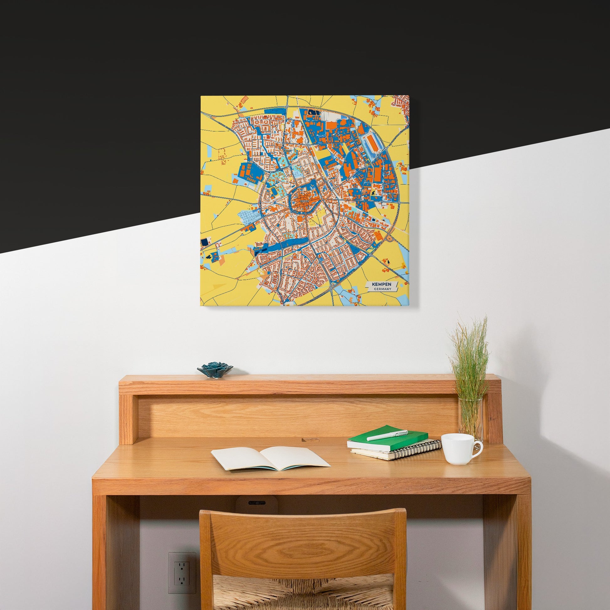 Kempen Germany Colorful City Map Canvas Print Scene