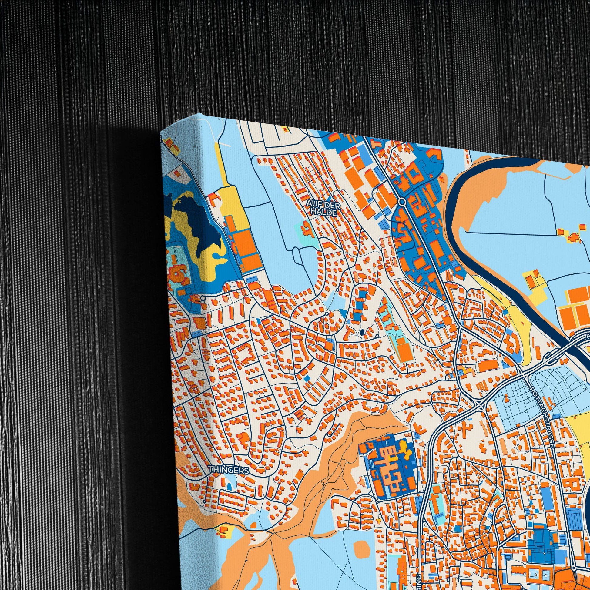 Kempten (Allgäu) Germany Colorful City Map Canvas Print Detail