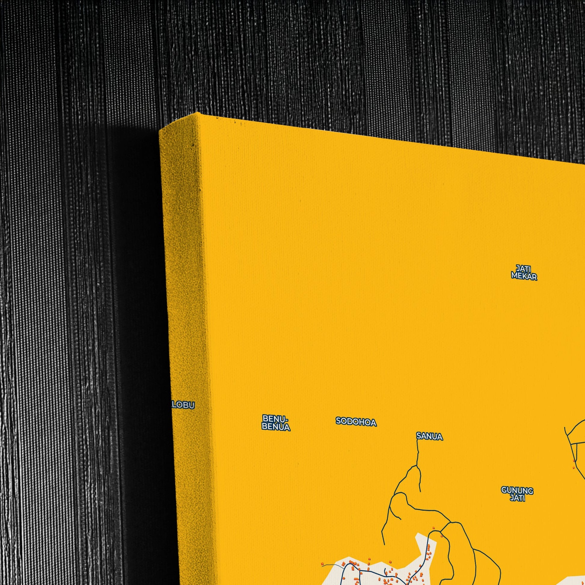 Kendari Indonesia Colorful City Map Canvas Print Detail