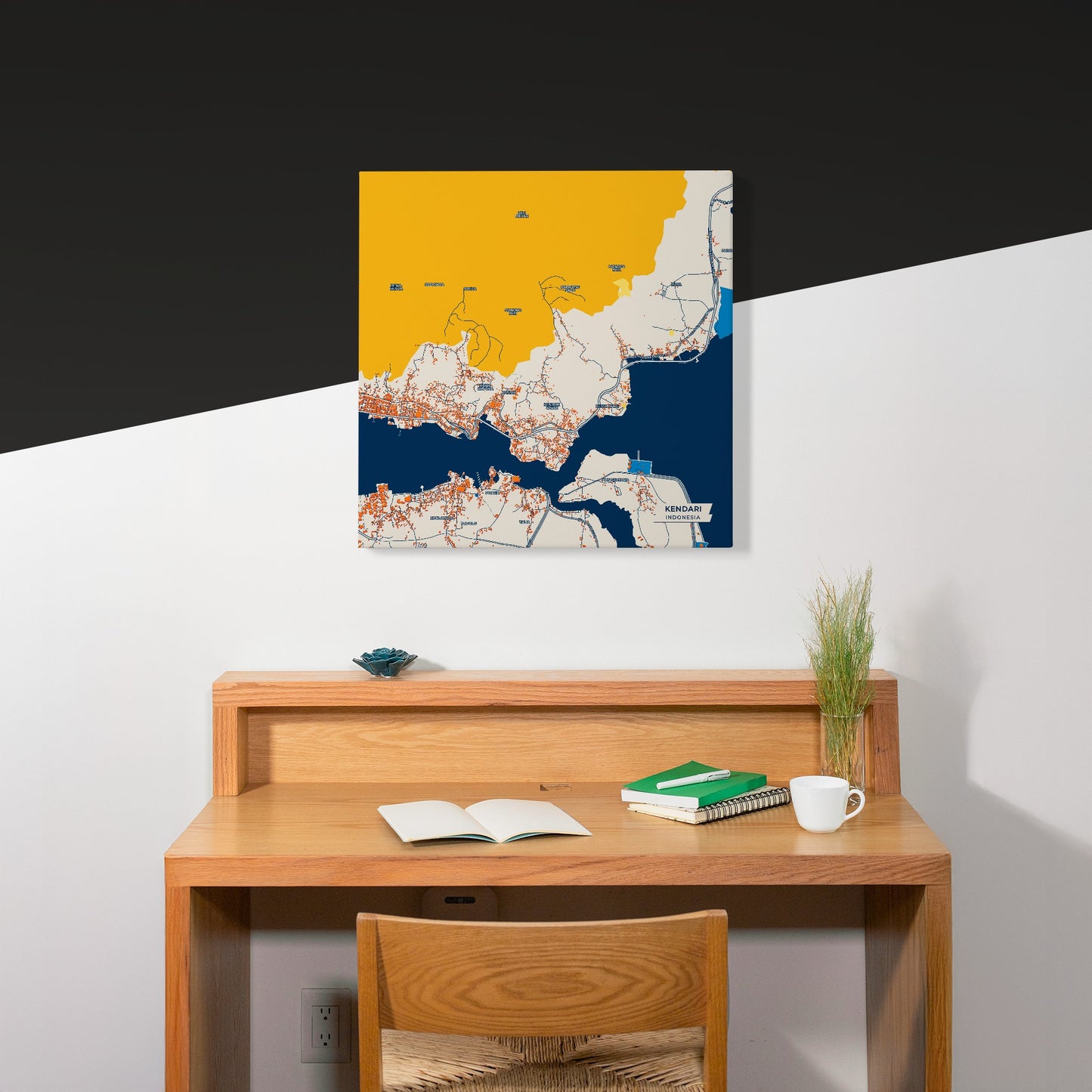 Kendari Indonesia Colorful City Map Canvas Print Scene