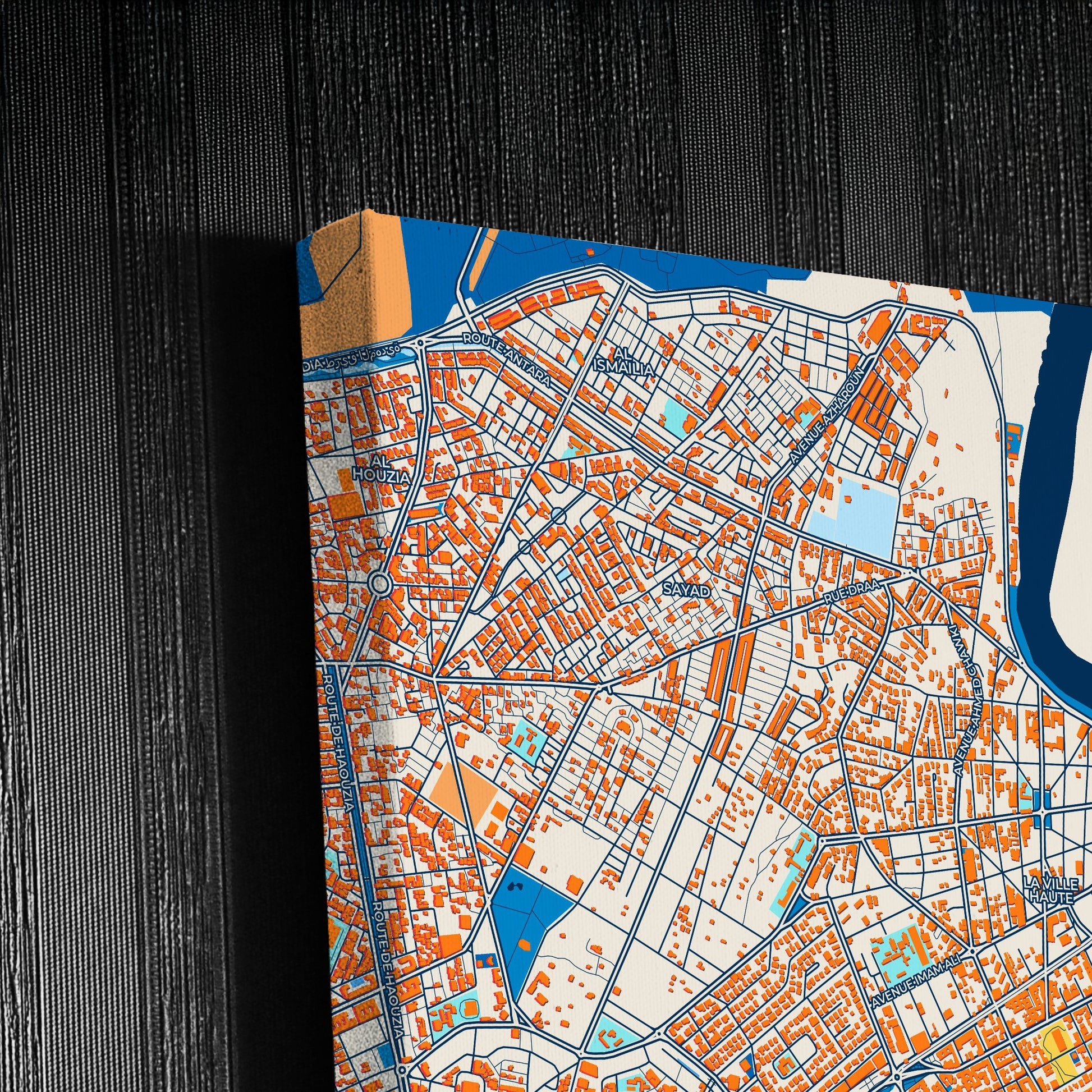 Kenitra Morocco Colorful City Map Canvas Print Detail