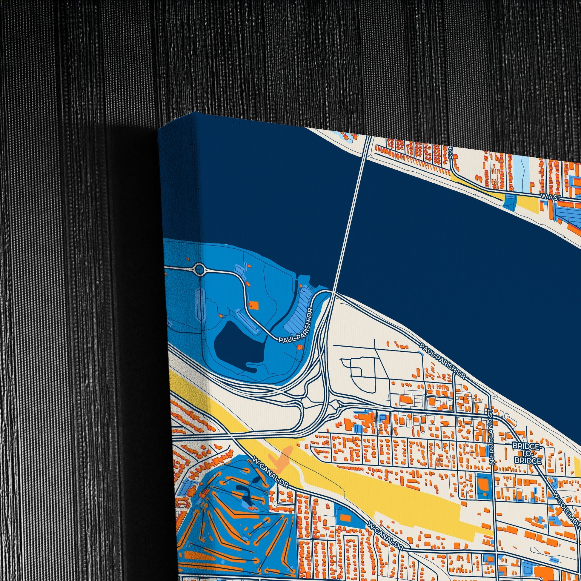 Kennewick Washington Colorful City Map Canvas Print Detail