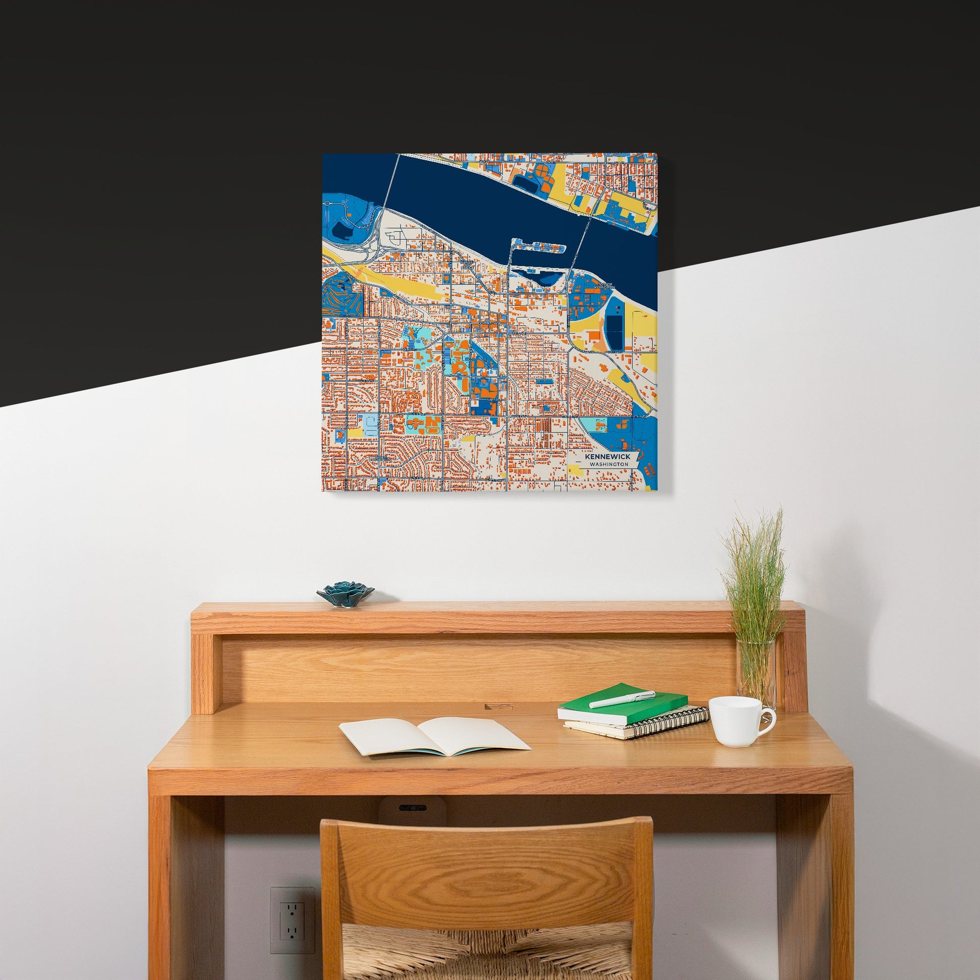 Kennewick Washington Colorful City Map Canvas Print Scene