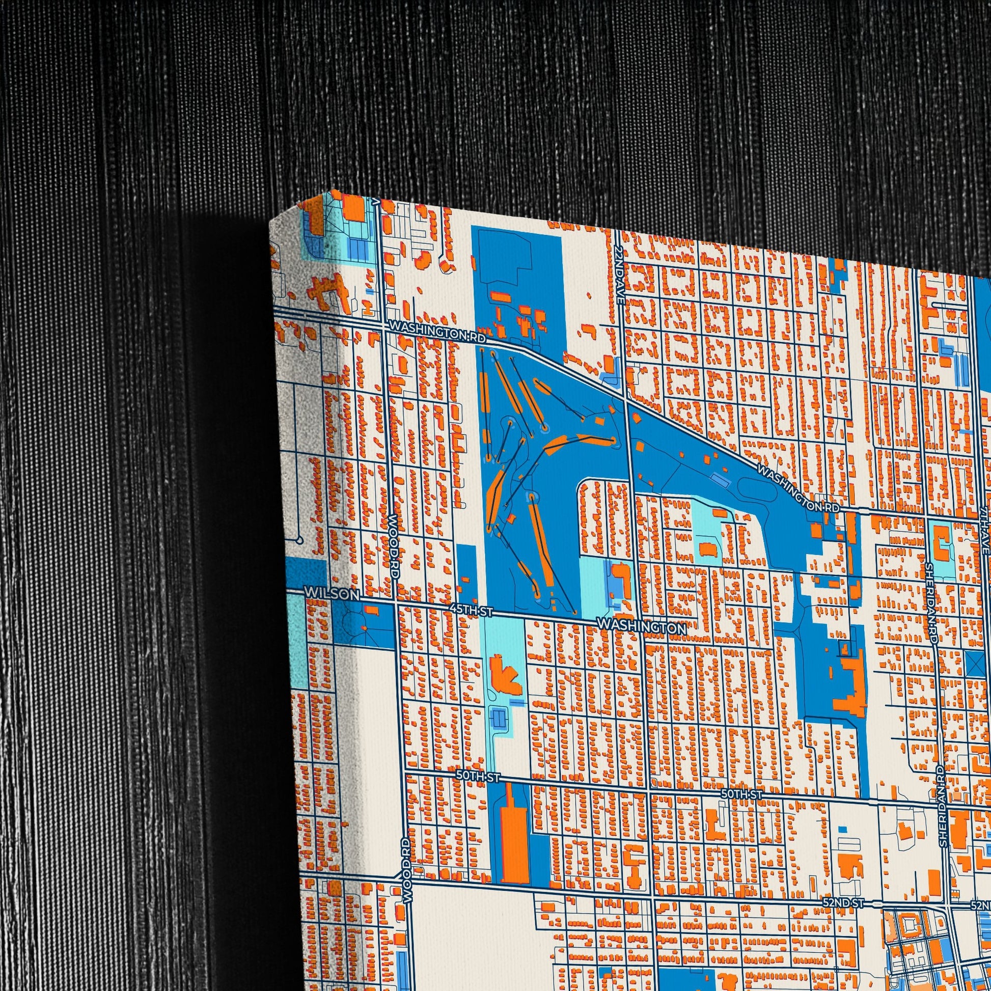 Kenosha Wisconsin Colorful City Map Canvas Print Detail