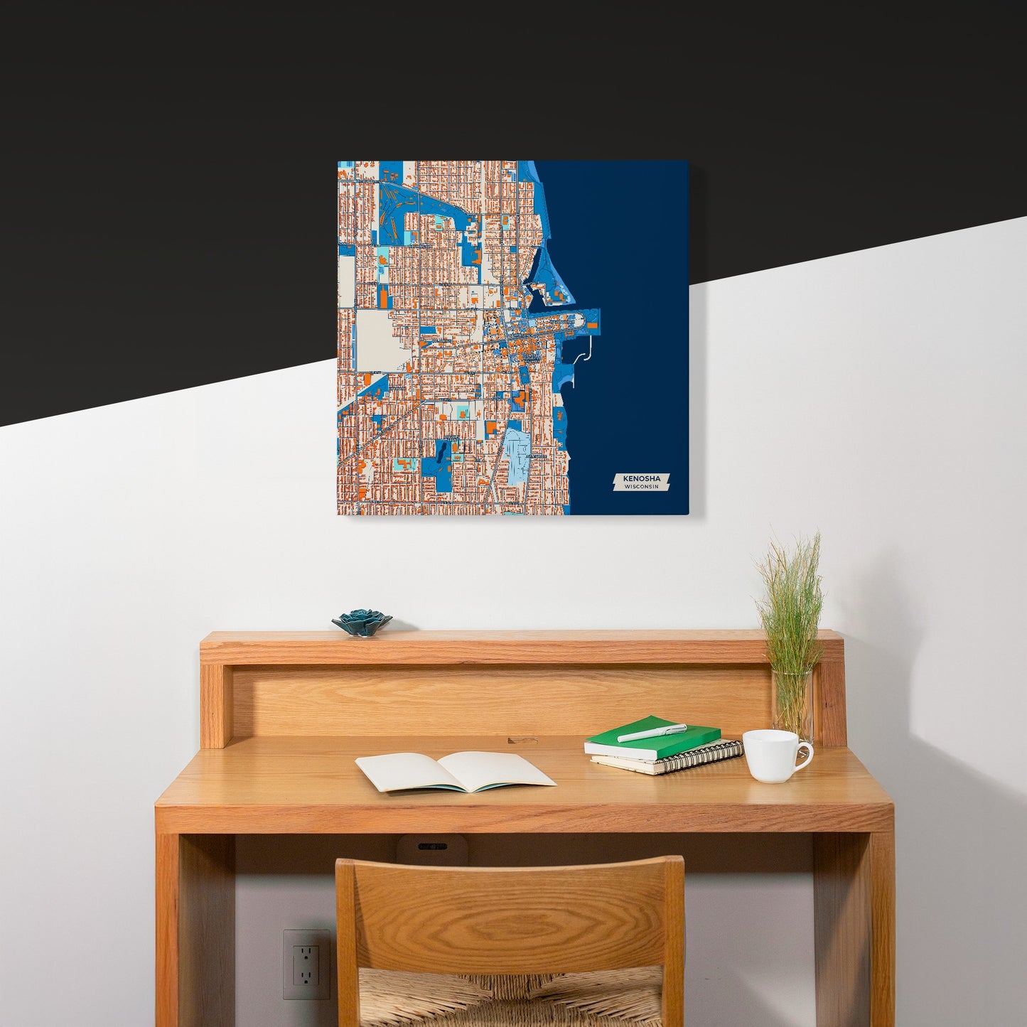 Kenosha Wisconsin Colorful City Map Canvas Print Scene