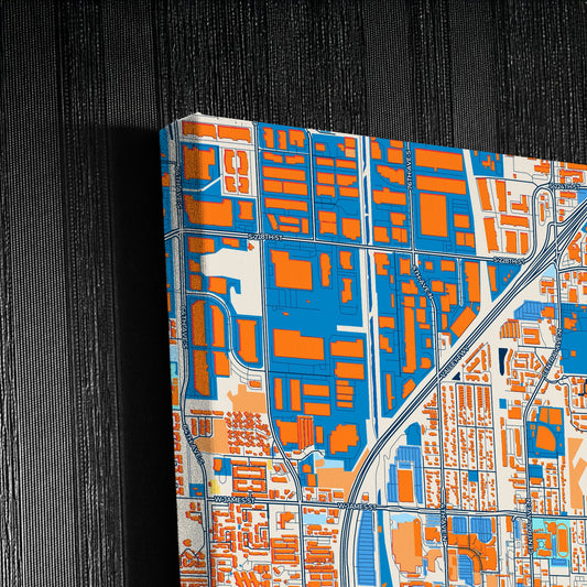 Kent Washington Colorful City Map Canvas Print Detail