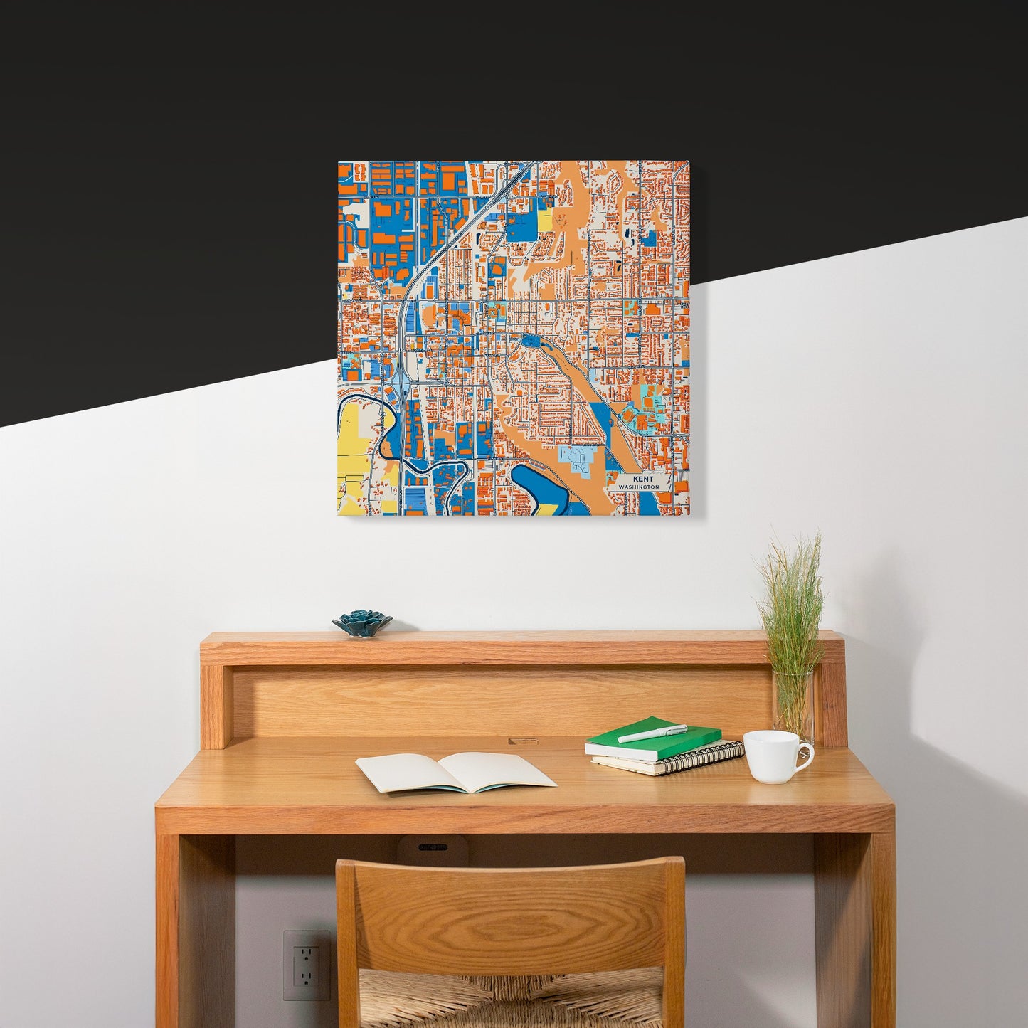 Kent Washington Colorful City Map Canvas Print Scene