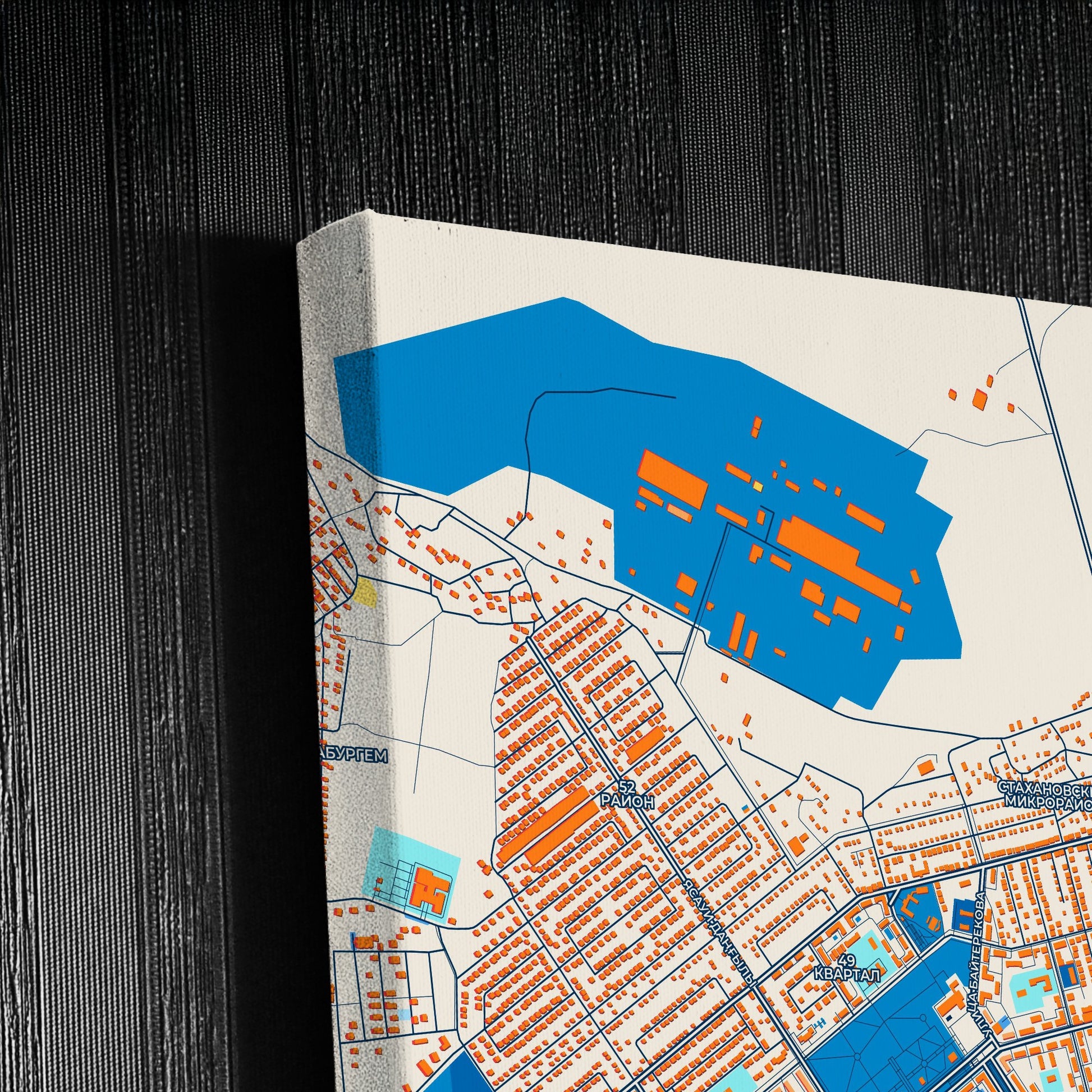 Kentau Kazakhstan Colorful City Map Canvas Print Detail