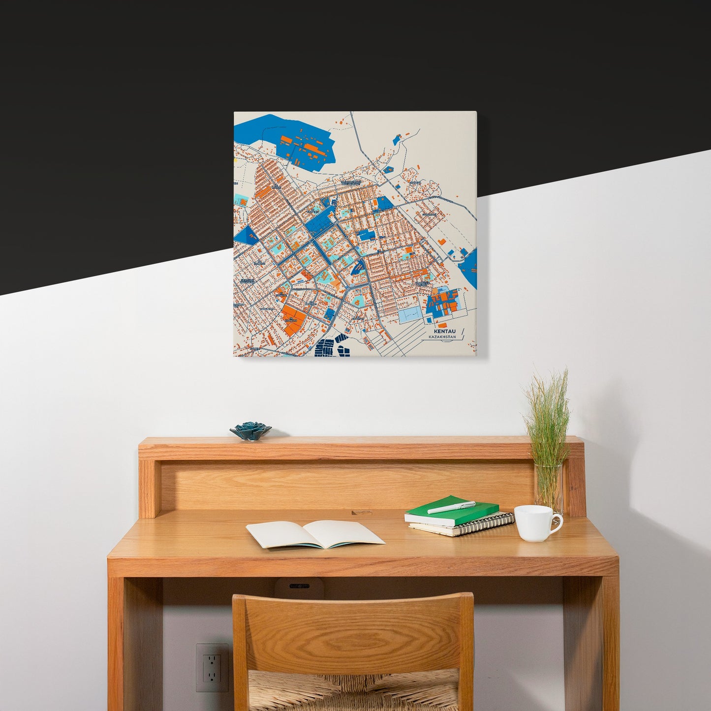 Kentau Kazakhstan Colorful City Map Canvas Print Scene