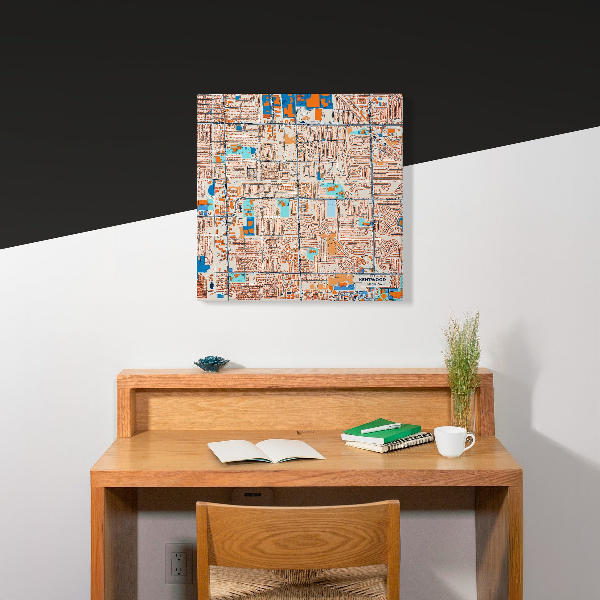 Kentwood Michigan Colorful City Map Canvas Print Scene