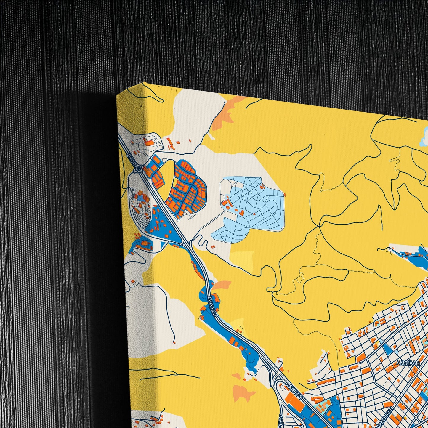 Κερατσινι Greece Colorful City Map Canvas Print Detail