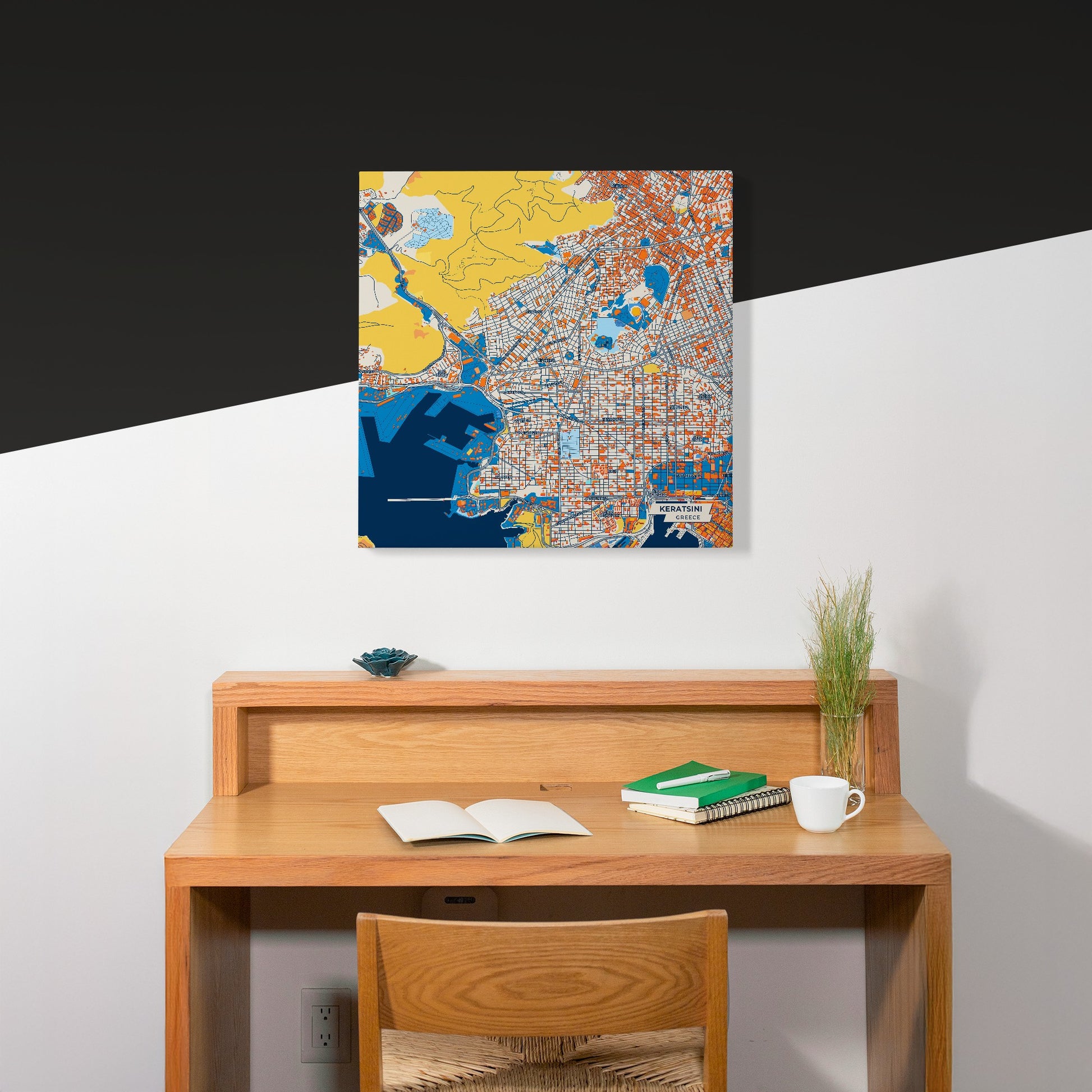 Κερατσινι Greece Colorful City Map Canvas Print Scene