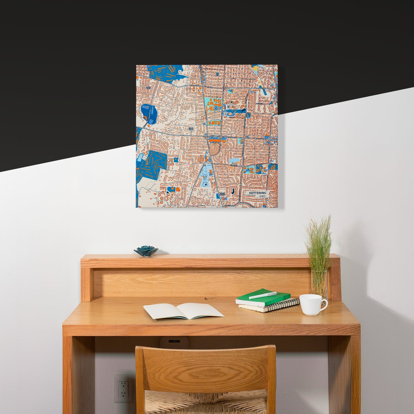 Kettering Ohio Colorful City Map Canvas Print Scene
