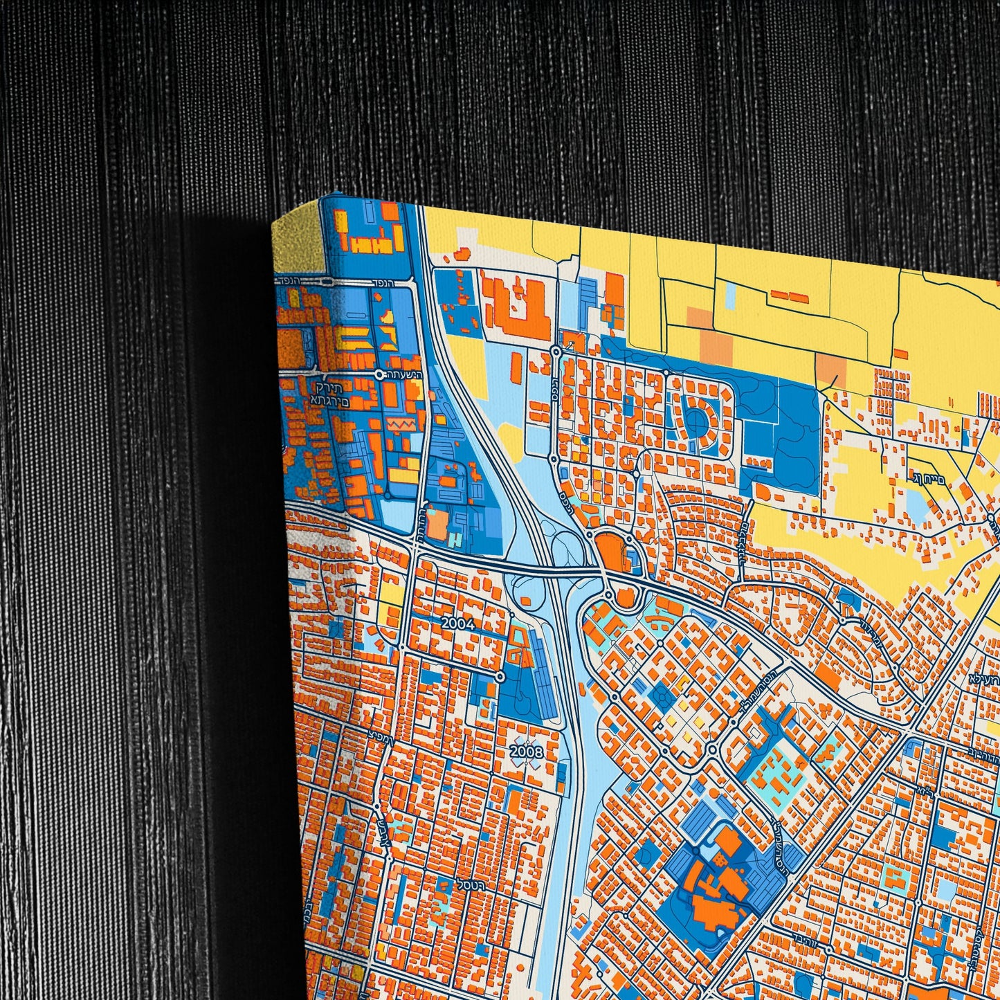 Kfar Saba Israel Colorful City Map Canvas Print Detail