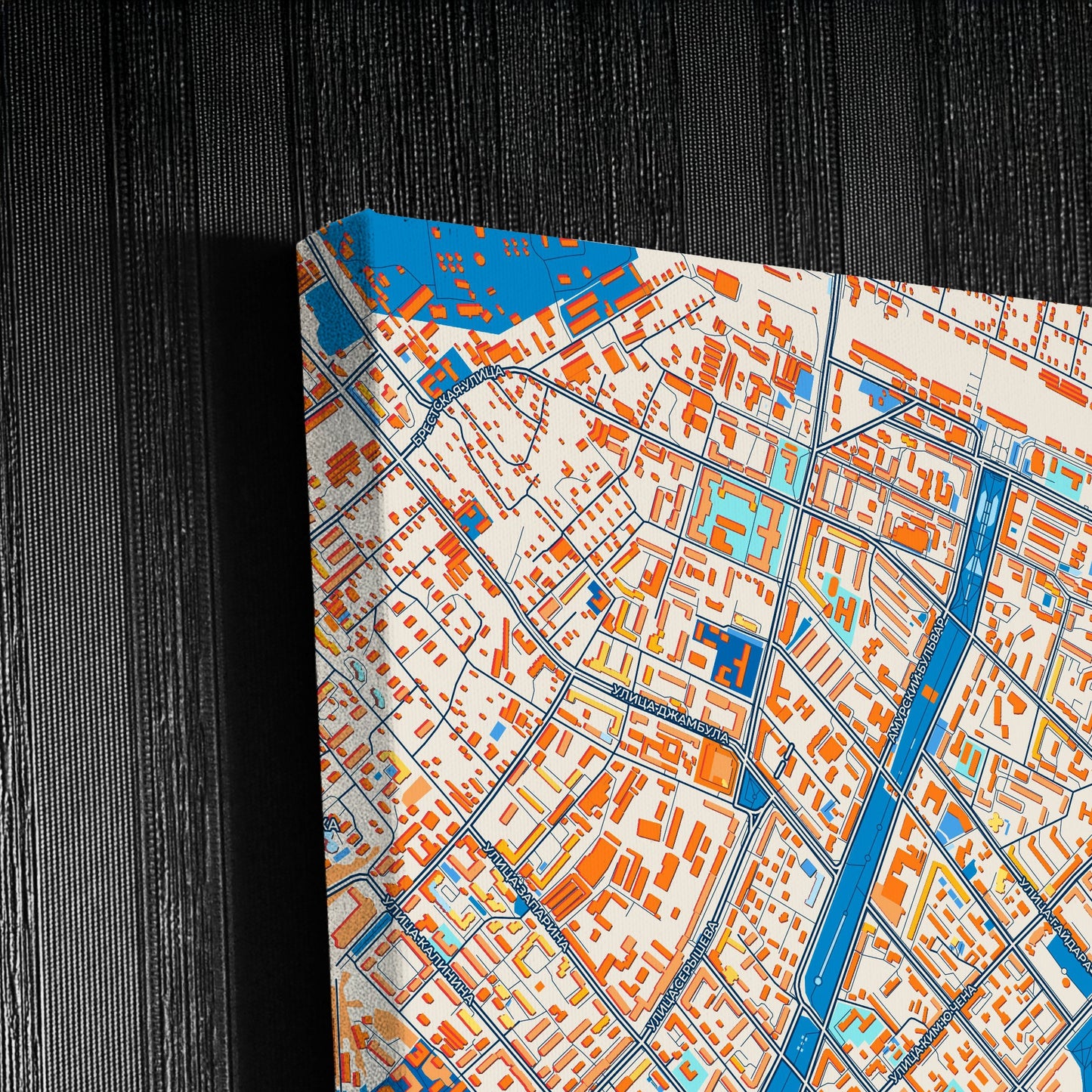 Хабаровск Russia Colorful City Map Canvas Print Detail