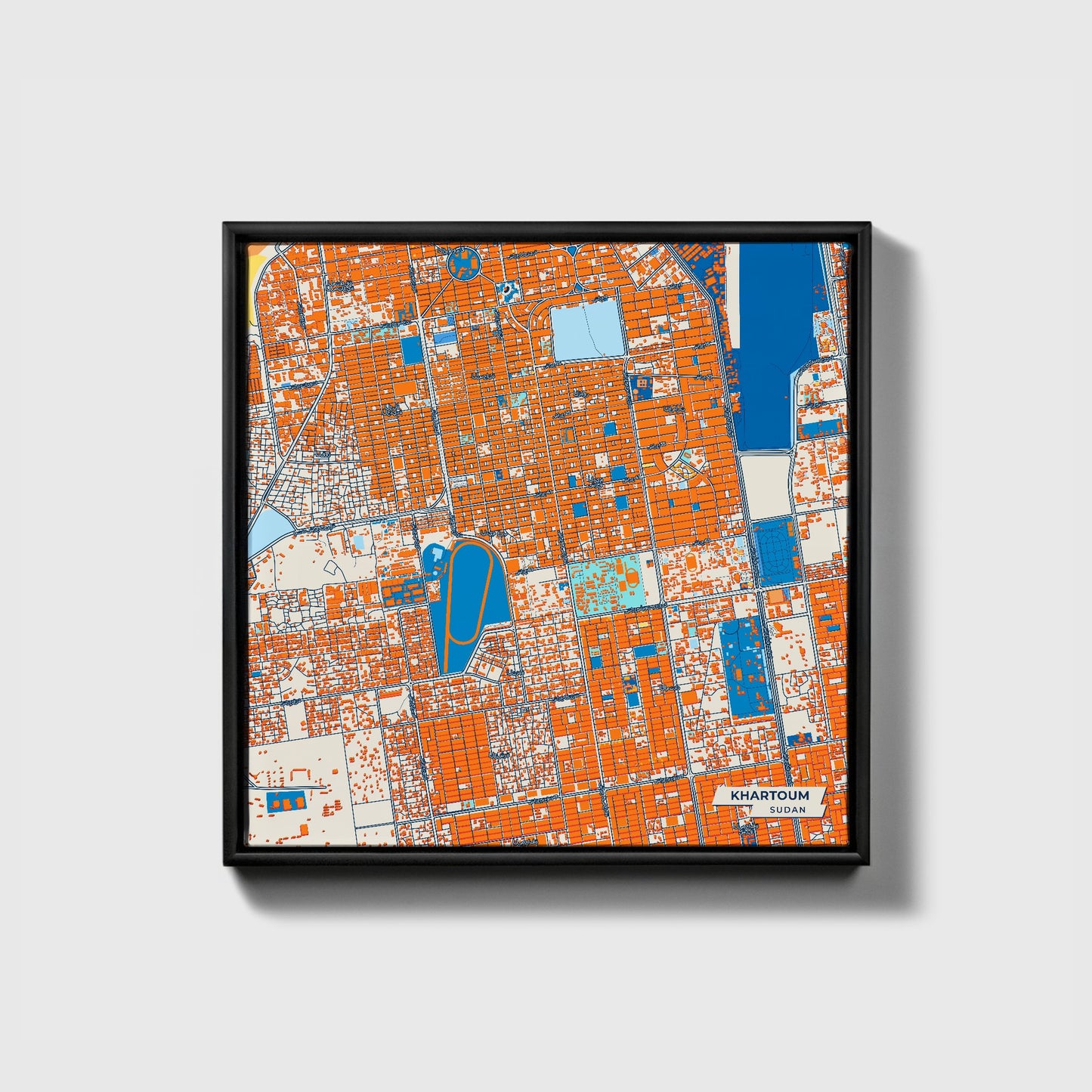 Khartoum Sudan Colorful City Map Canvas Print • Black Framed