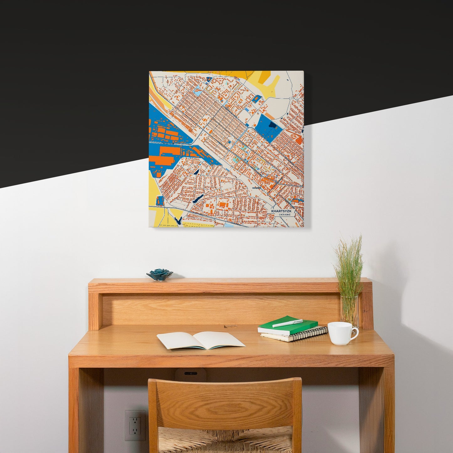 Харцизк Ukraine Colorful City Map Canvas Print Scene