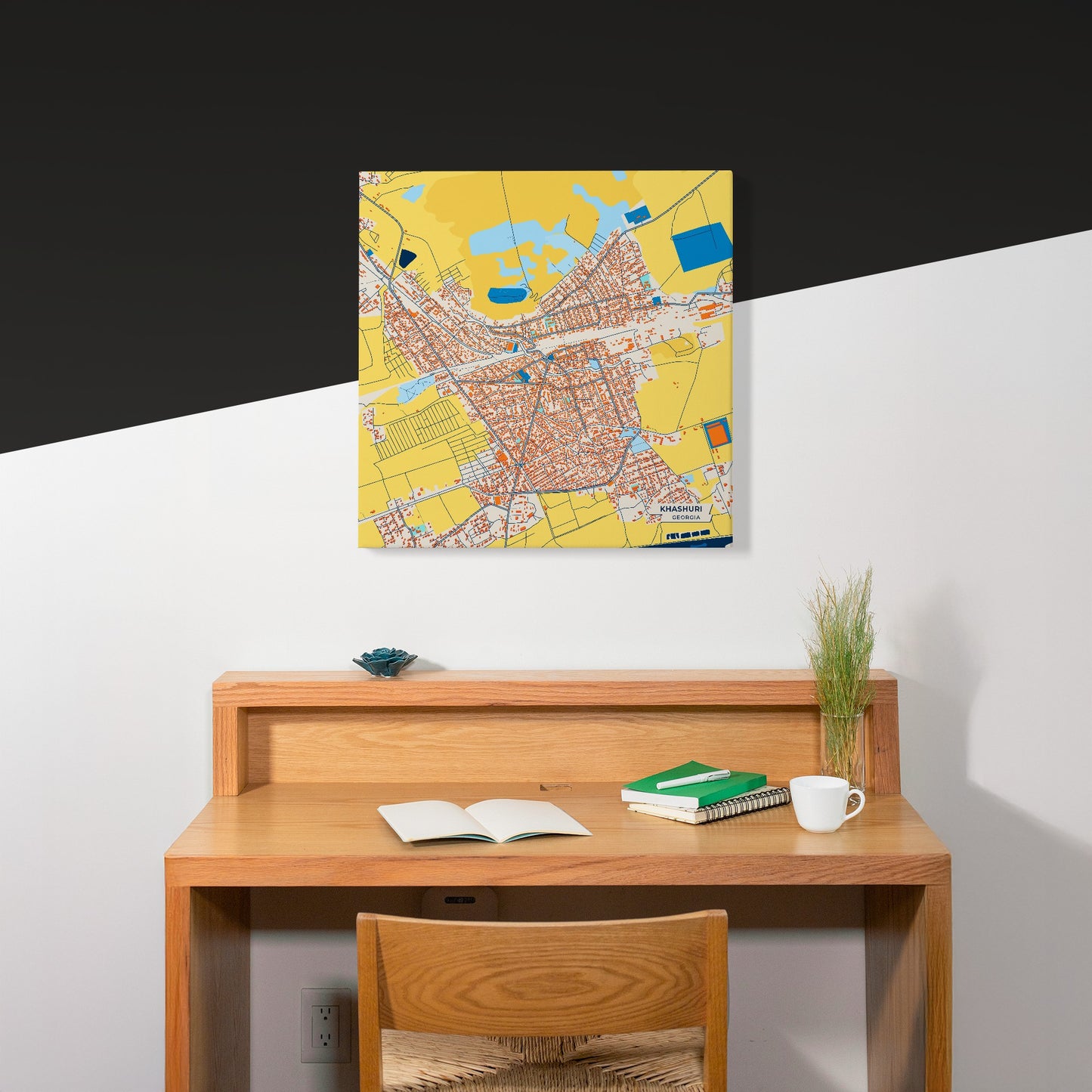 Khashuri Georgia Colorful City Map Canvas Print Scene