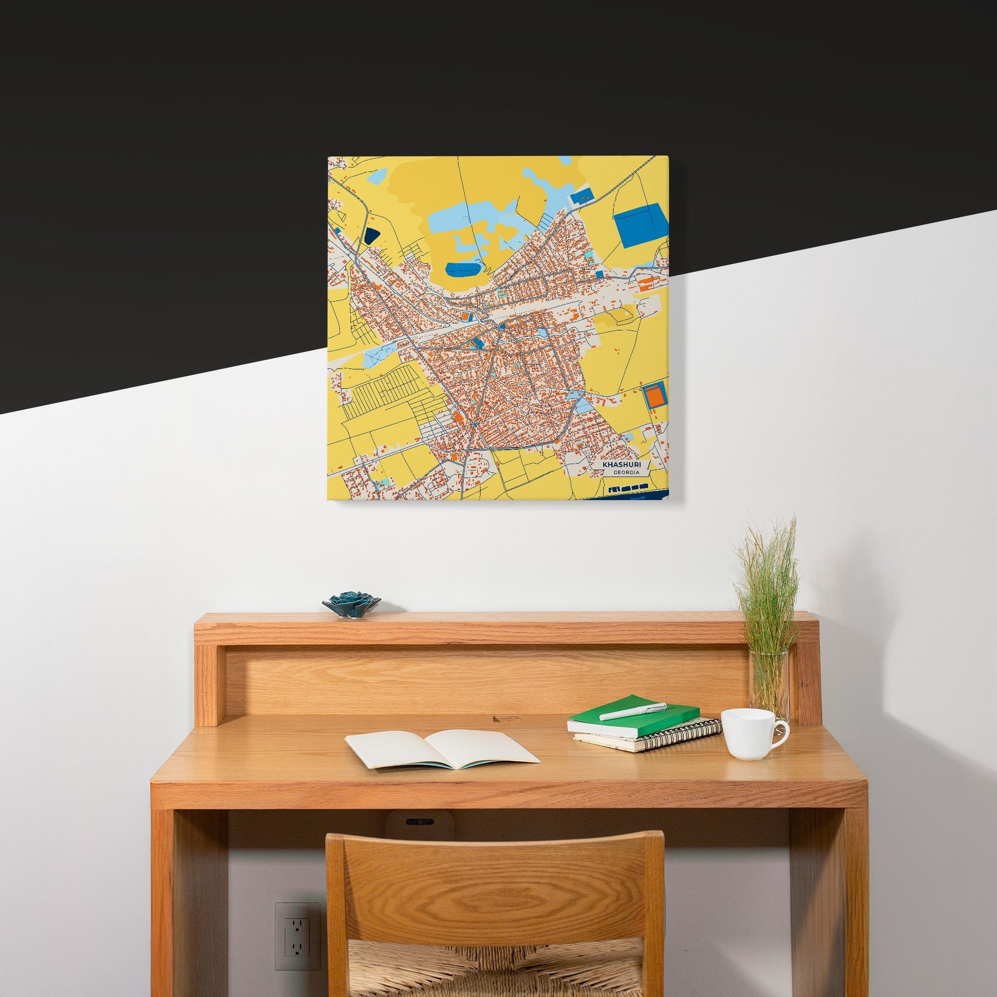 Khashuri Georgia Colorful City Map Canvas Print Scene