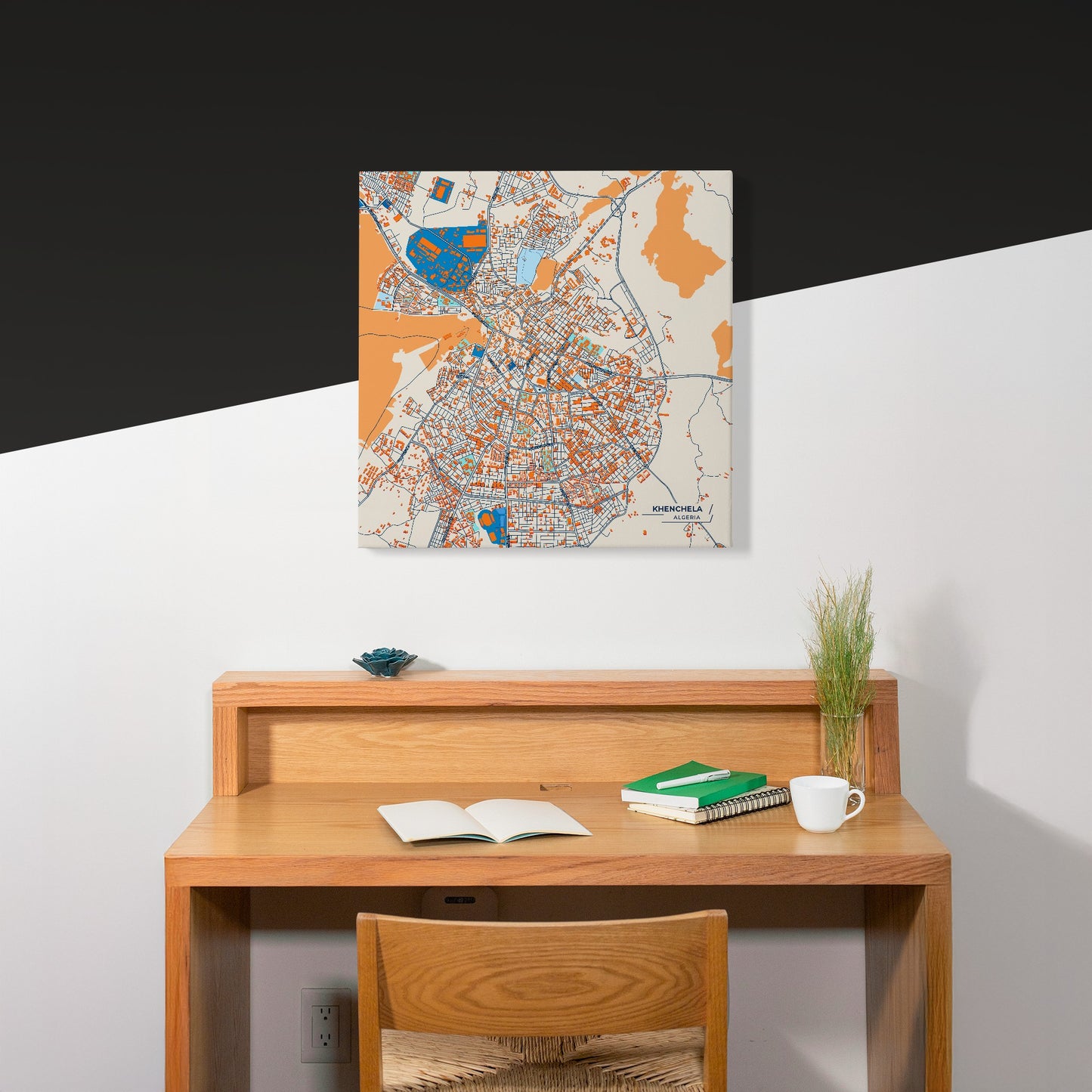 Khenchela Algeria Colorful City Map Canvas Print Scene