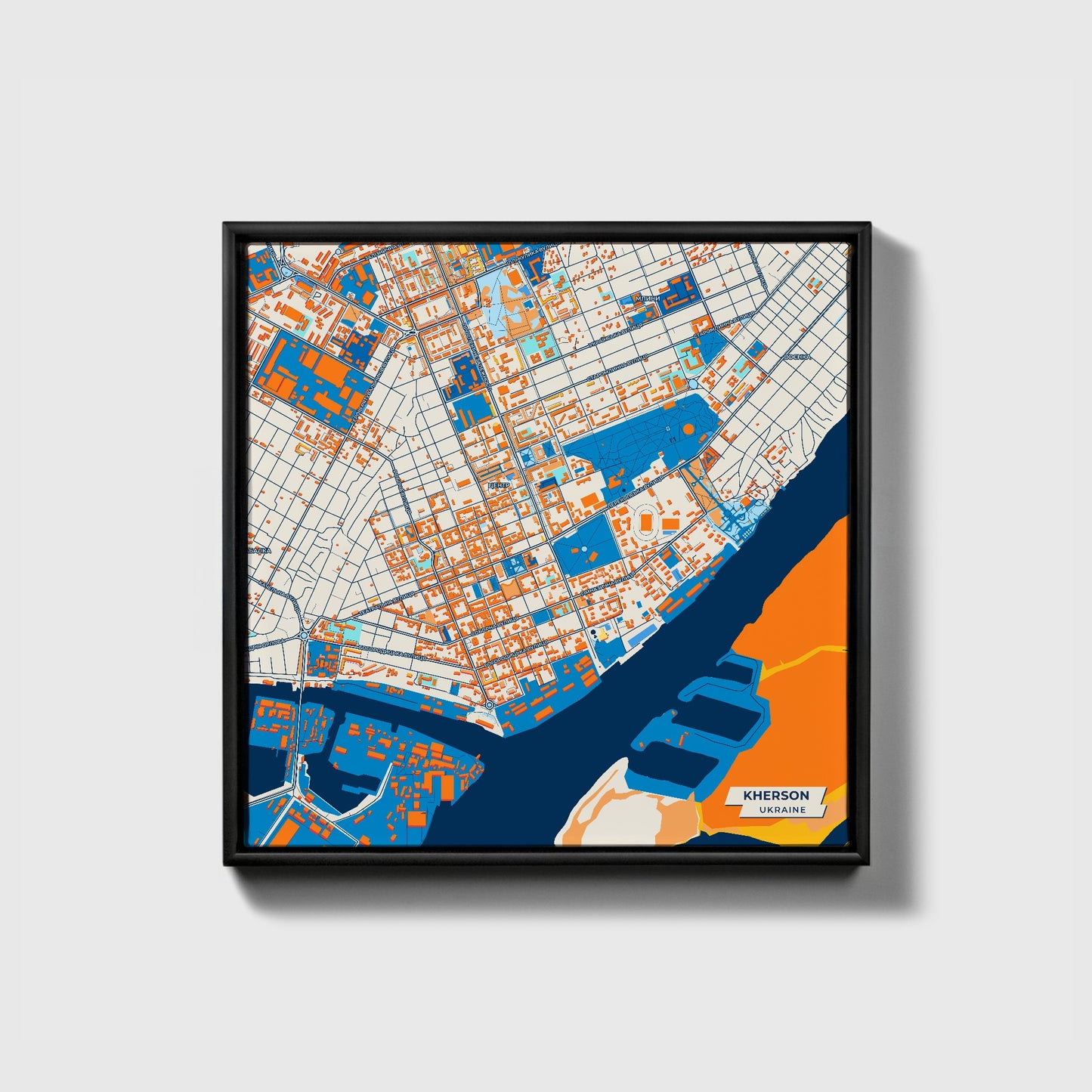 Херсон Ukraine Colorful City Map Canvas Print • Black Framed