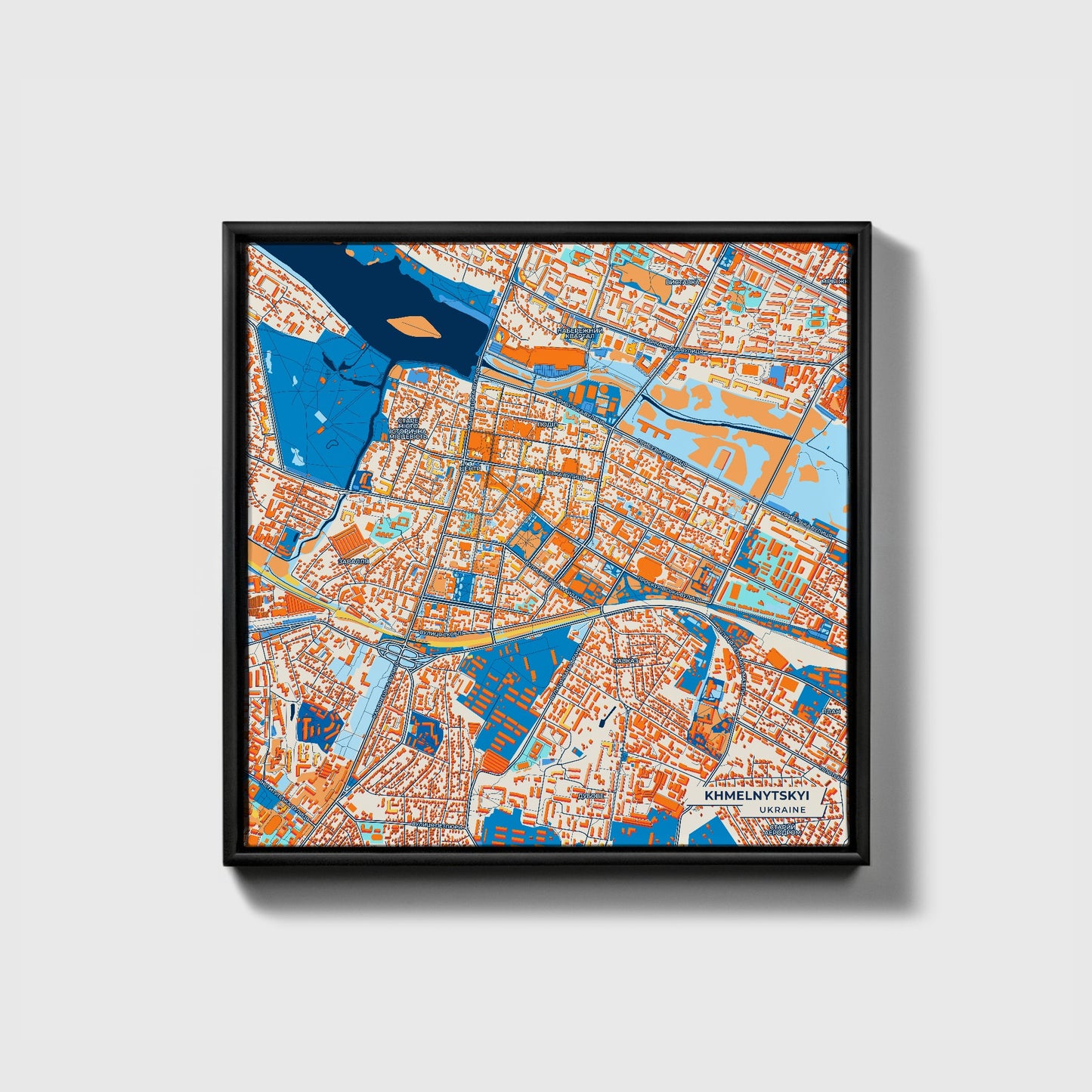 Хмельницький Ukraine Colorful City Map Canvas Print • Black Framed