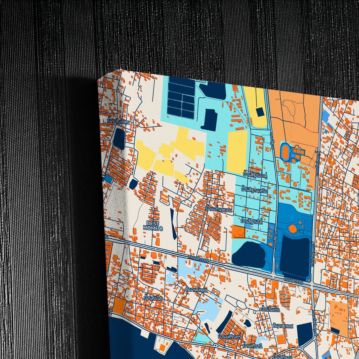 Khon Kaen Thailand Colorful City Map Canvas Print Detail